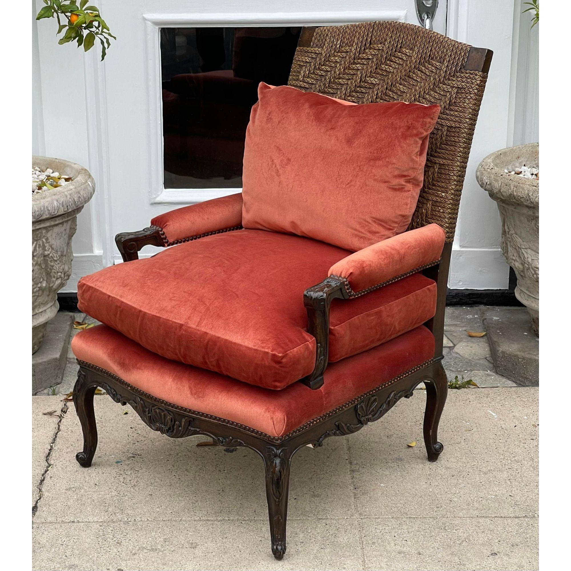 Antique carved walnut bergere chair & ottoman Duchesse brisee 2 piece chaise.

Additional information: 
Materials: Walnut 
Color: Burnt Orange
Period: 19th Century
Styles: French, Italian
Number of Seats: 1
Item Type: Vintage, Antique or
