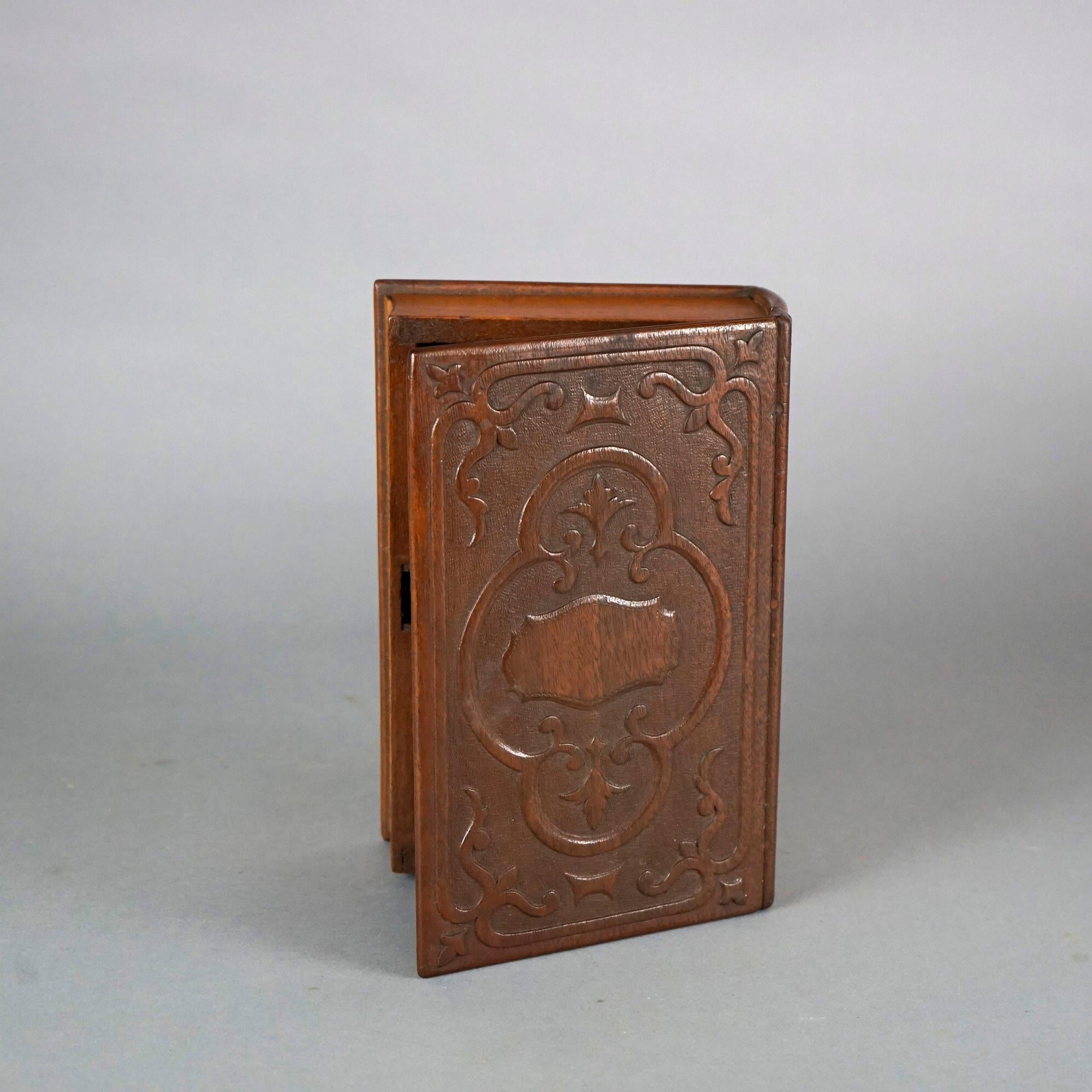 Antique Carved Walnut Book Box, Circa 1900 1
