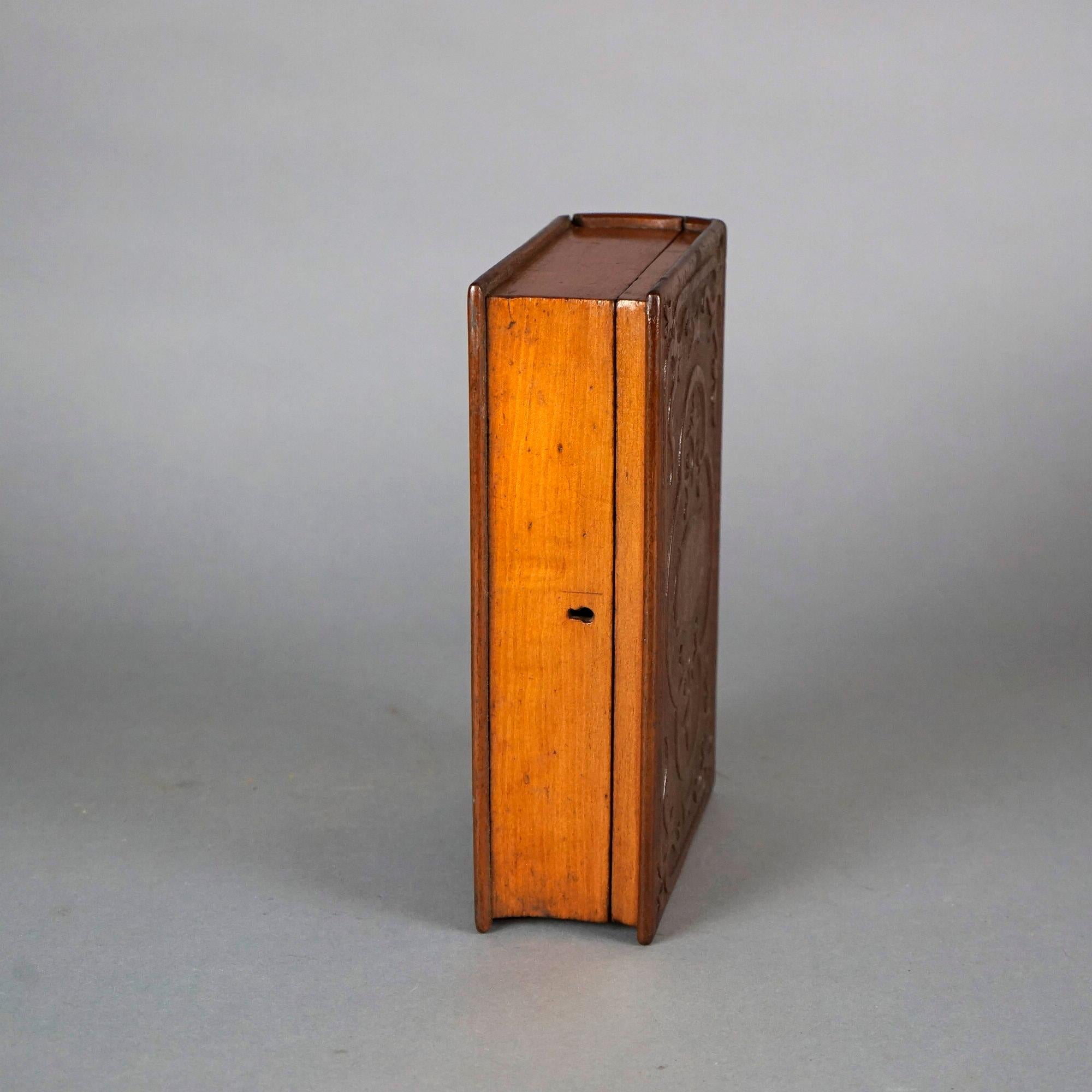 Antique Carved Walnut Book Box, Circa 1900 3