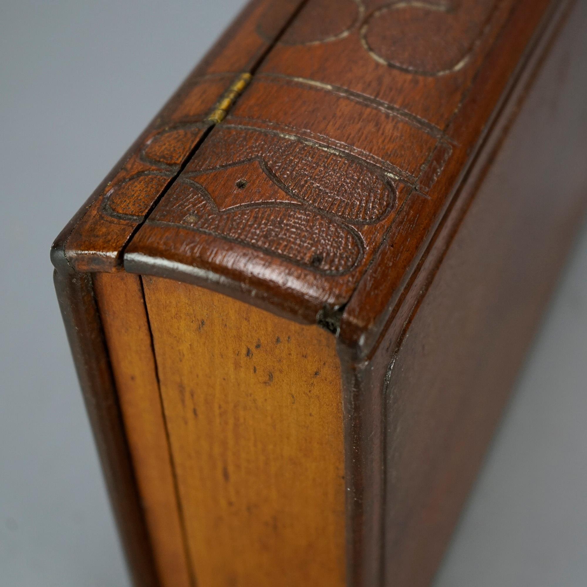 Antique Carved Walnut Book Box, Circa 1900 5