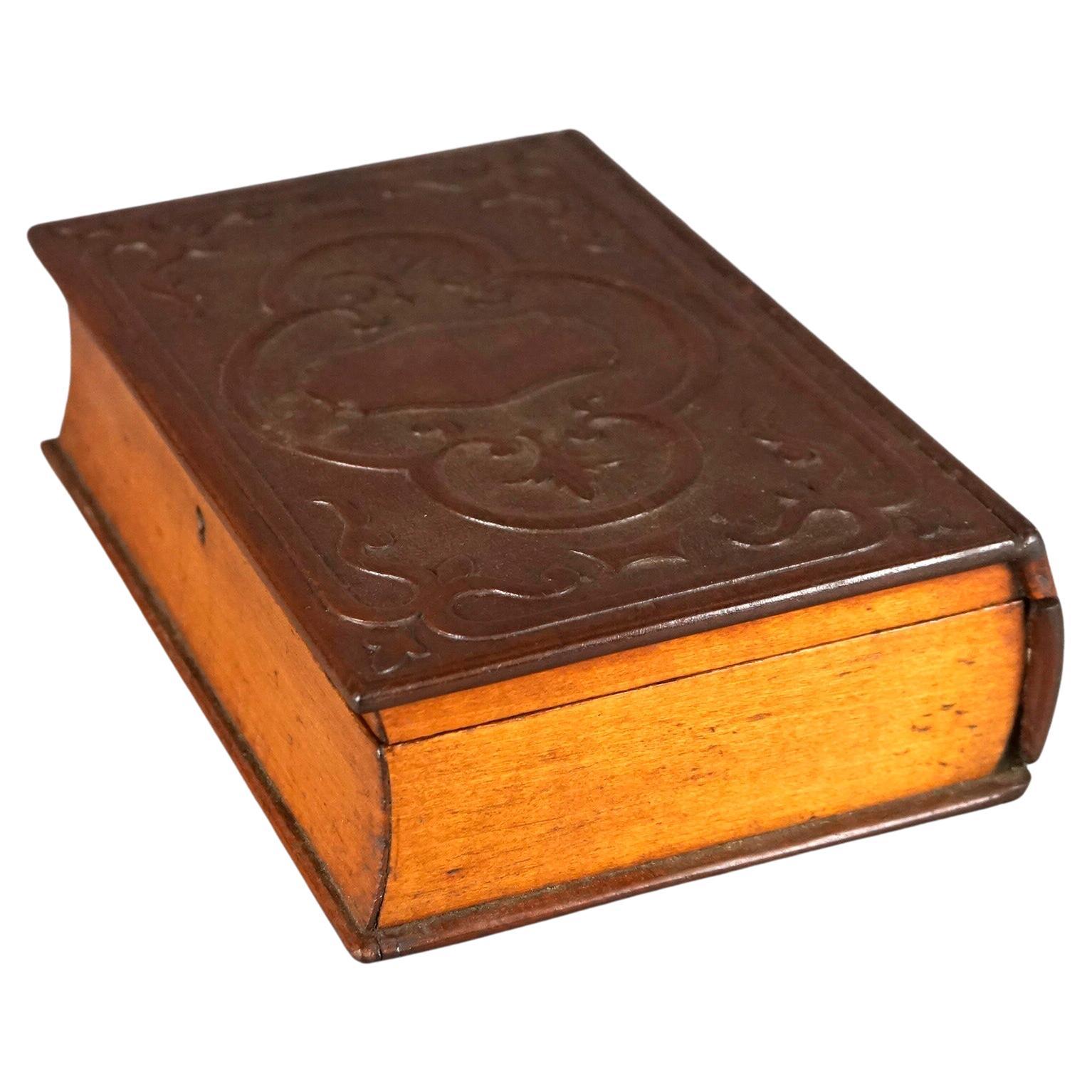 Antique Carved Walnut Book Box, Circa 1900