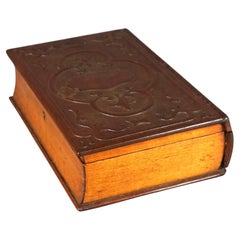 Antique Carved Walnut Book Box, Circa 1900 Antique Carved Walnut Book Box, Circa 1900
