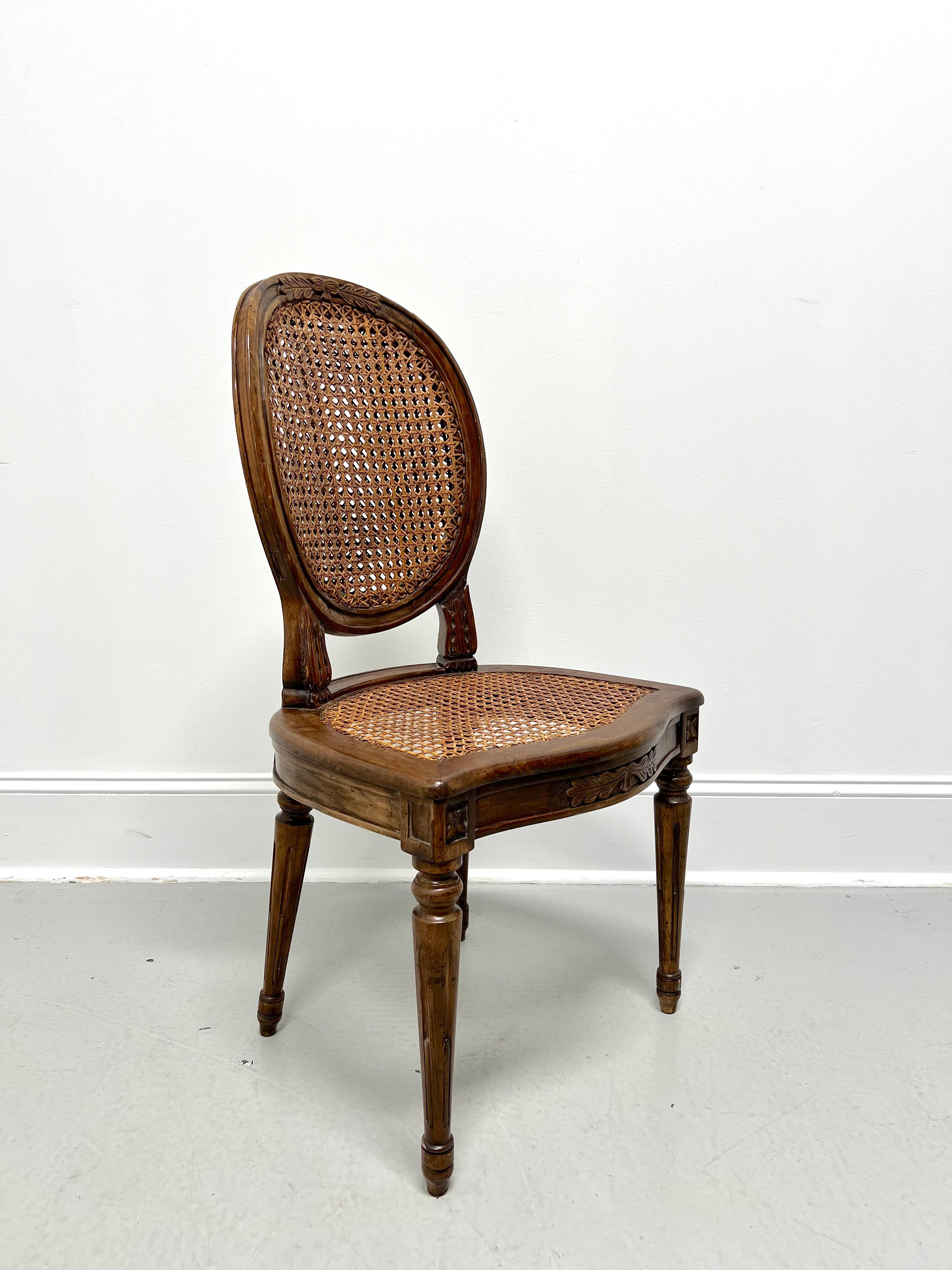 Antique Carved Walnut & Cane Italian Provincial Side Chair For Sale 7