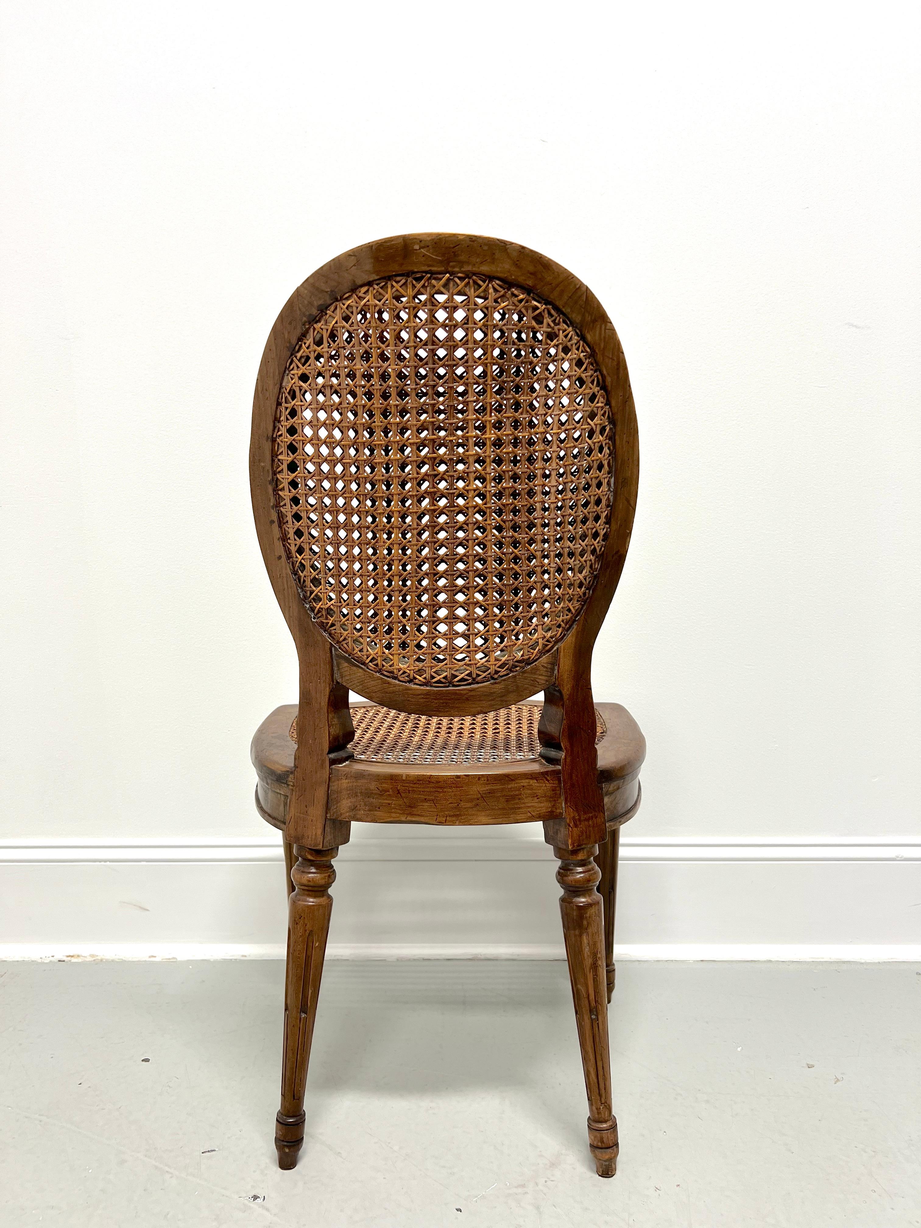 Antique Carved Walnut & Cane Italian Provincial Side Chair In Good Condition In Charlotte, NC