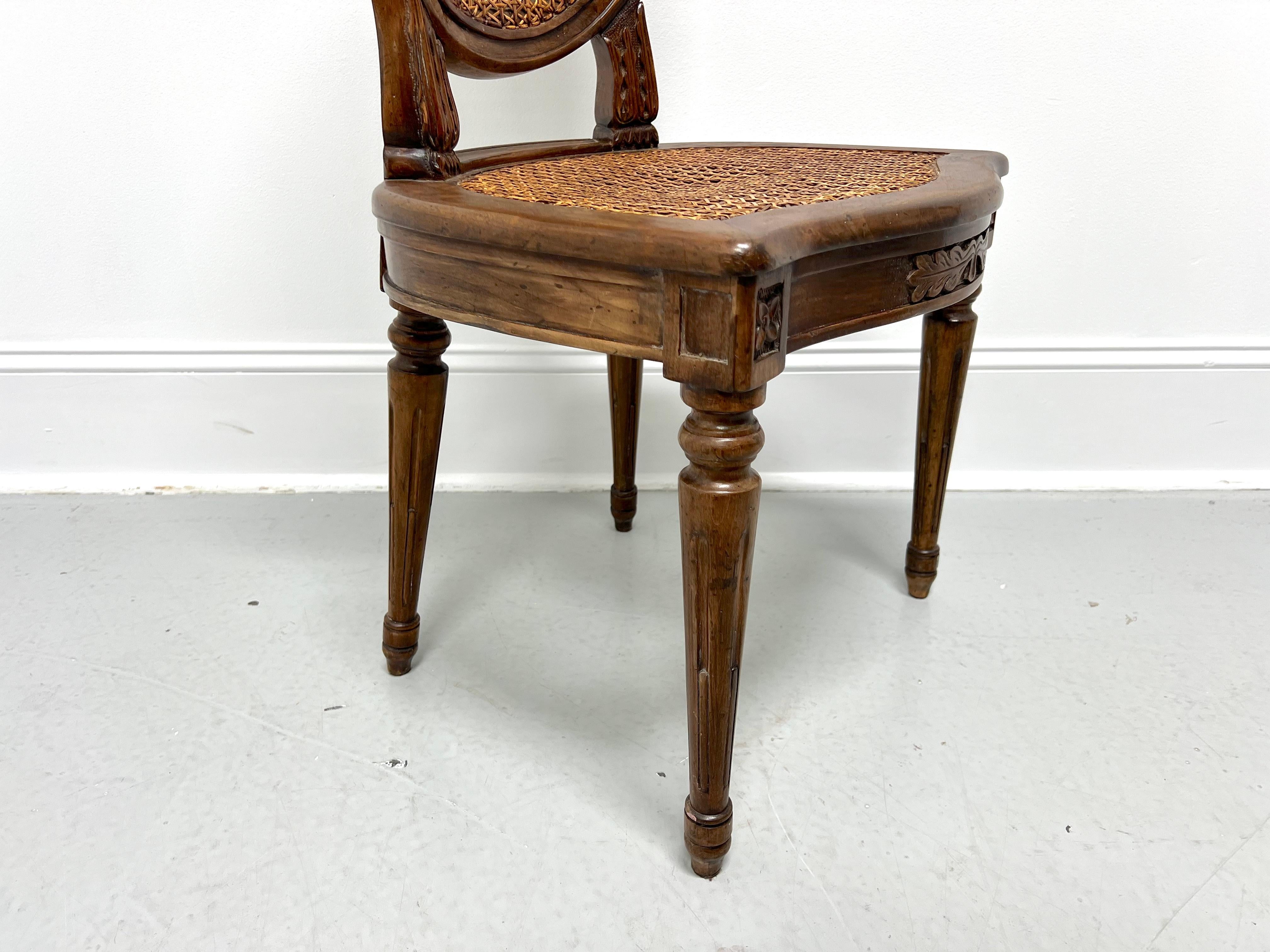 Antique Carved Walnut & Cane Italian Provincial Side Chair For Sale 4