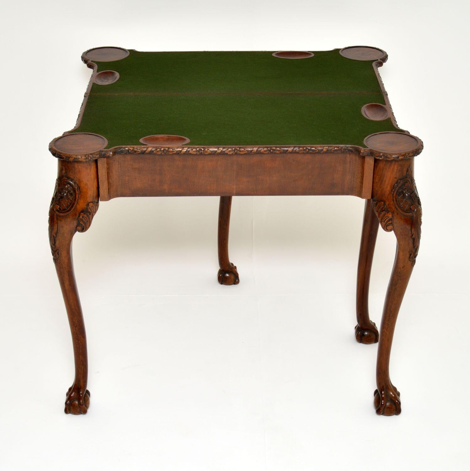 Late 19th Century Antique Carved Walnut Card Table