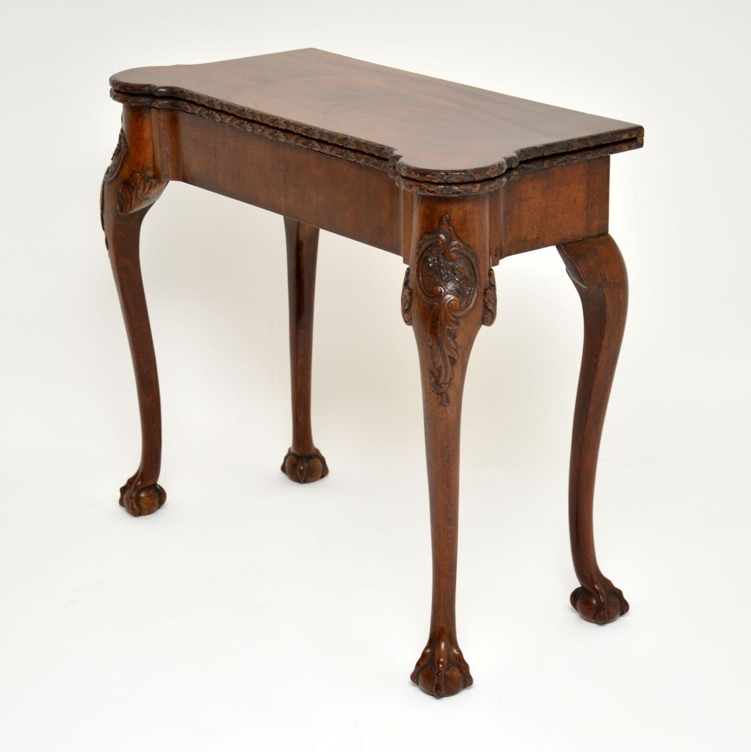 Antique Carved Walnut Card Table 3