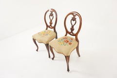Antique Carved Walnut Chairs, Pair of Victorian Side Chairs, Scotland 1880, H105