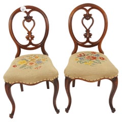 Antique Carved Walnut Chairs, Pair of Victorian Side Chairs, Scotland 1880, H105