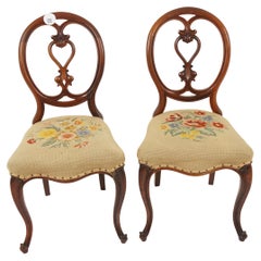 Used Carved Walnut Chairs, Pair of Victorian Side Chairs, Scotland 1880, H105