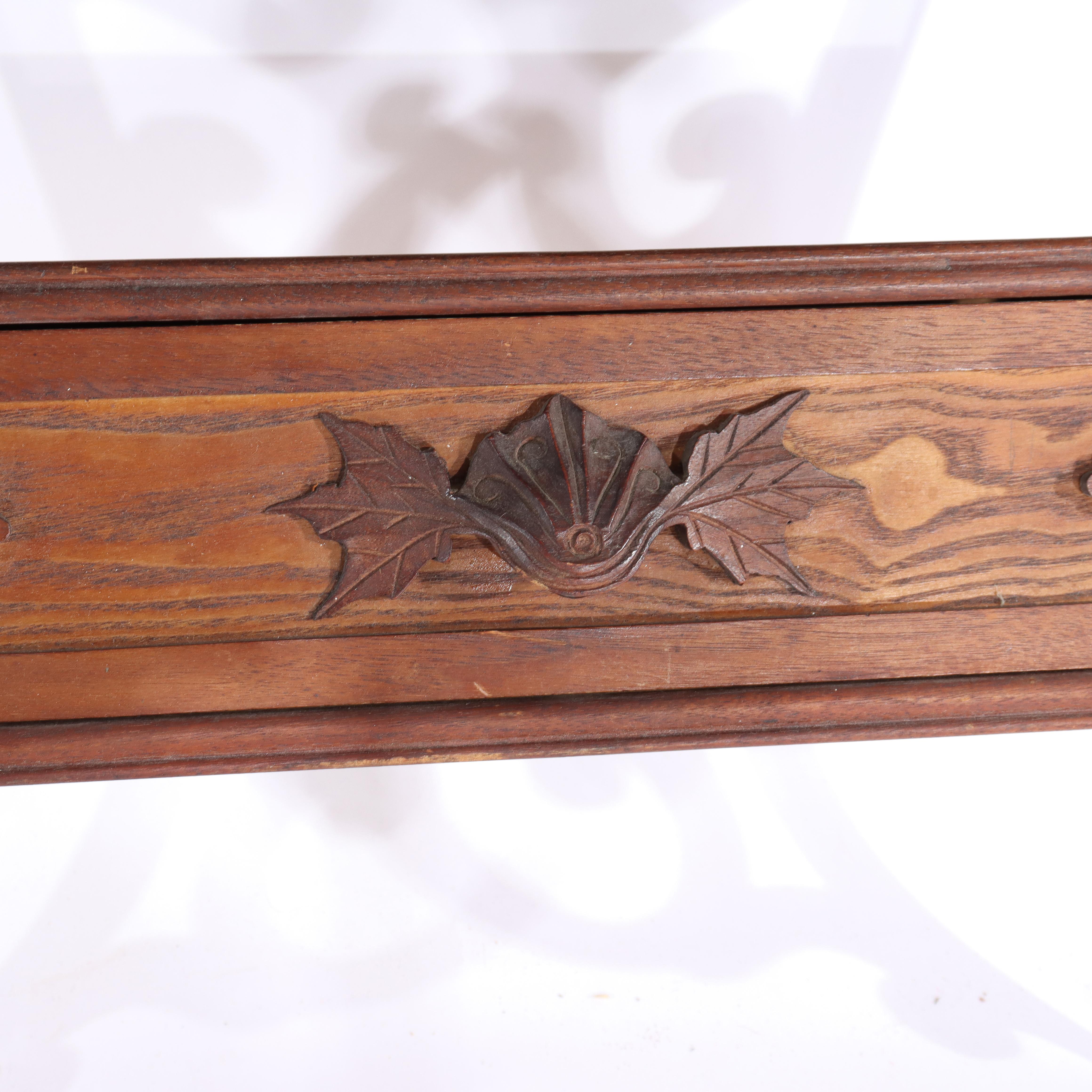 ***Reduced In-House Delivery Rates - Click on “Ask Seller” to Request a Quote***
Antique Carved Walnut & Chestnut Hanging Shelf with Drawer C1900.   
Measures - 22