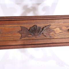 Antique Carved Walnut & Chestnut Hanging Shelf with Drawer Unsigned C1900
