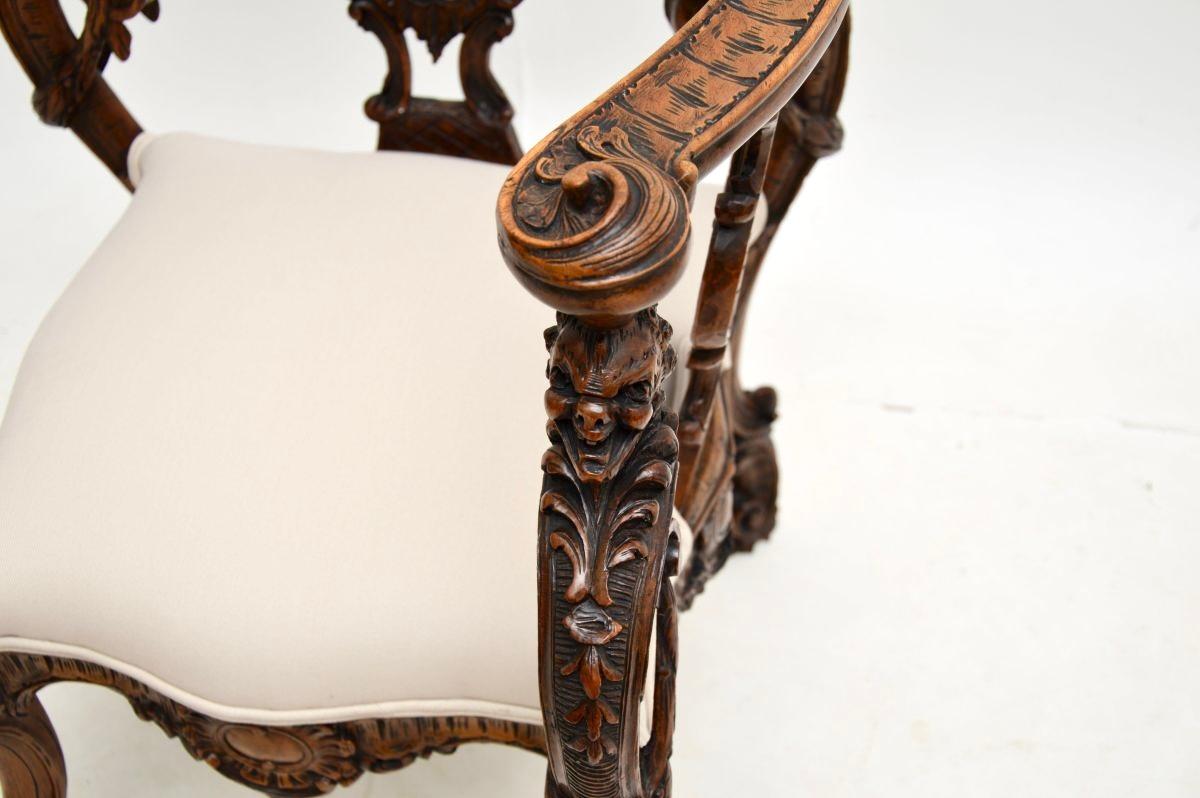 Antique Carved Walnut Corner Chair For Sale 8