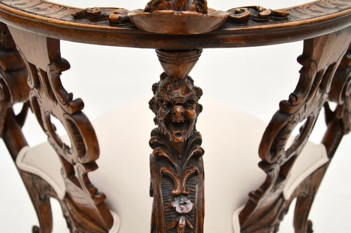 Late 18th Century Antique Carved Walnut Corner Chair For Sale