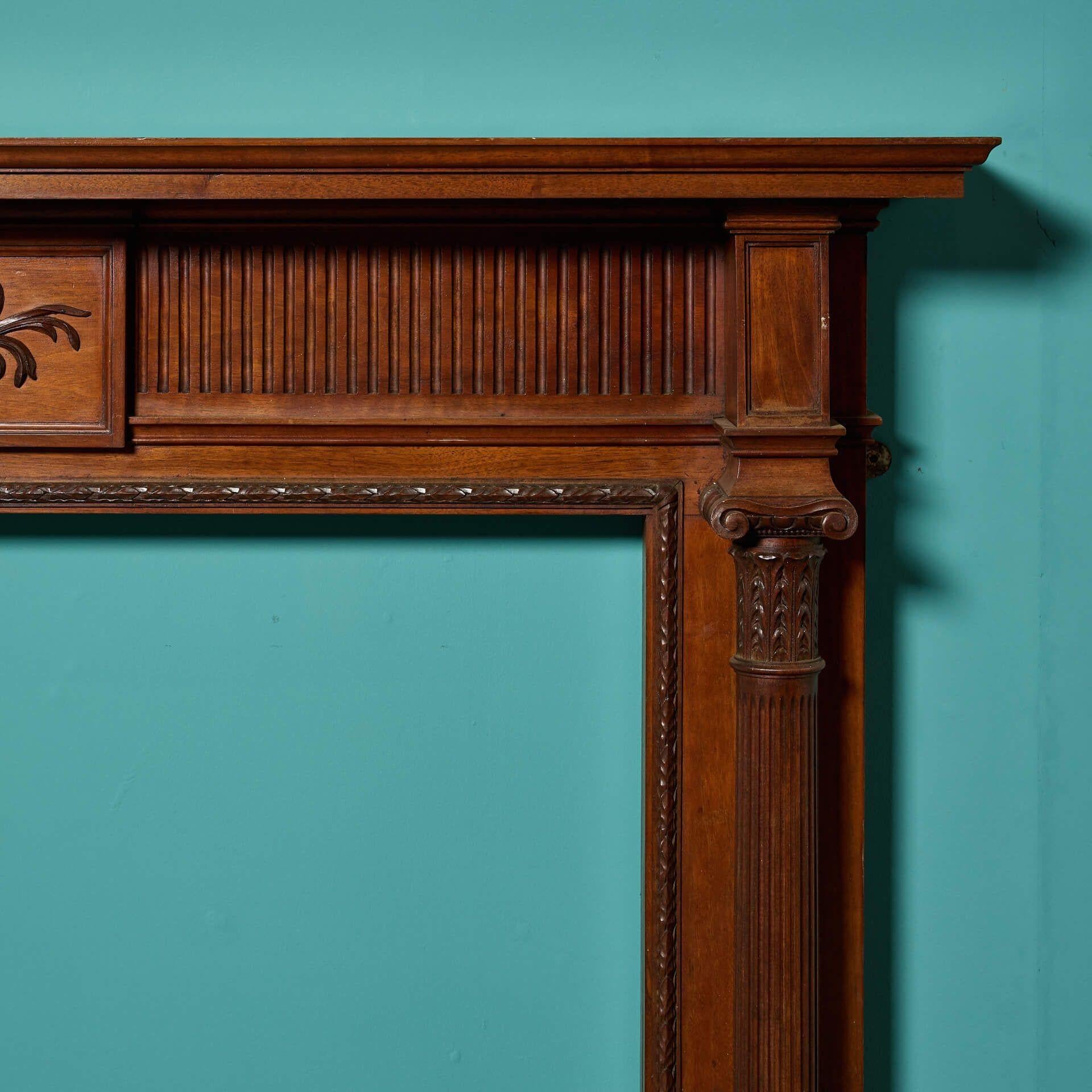 Antique Carved Walnut Fireplace In Fair Condition For Sale In Wormelow, Herefordshire