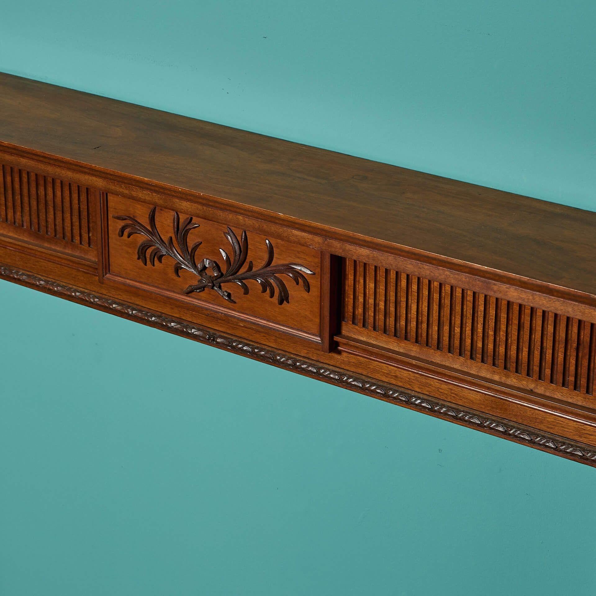 20th Century Antique Carved Walnut Fireplace For Sale