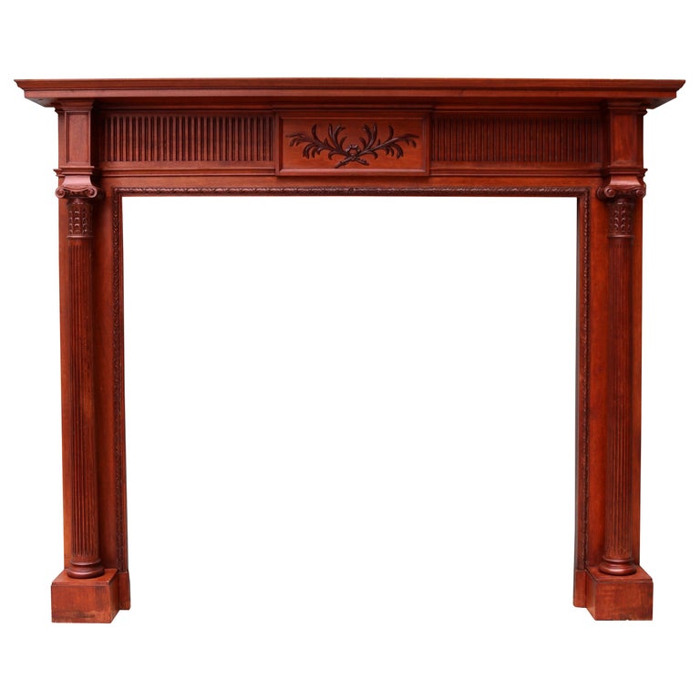 Antique Carved Walnut Fireplace For Sale at 1stDibs