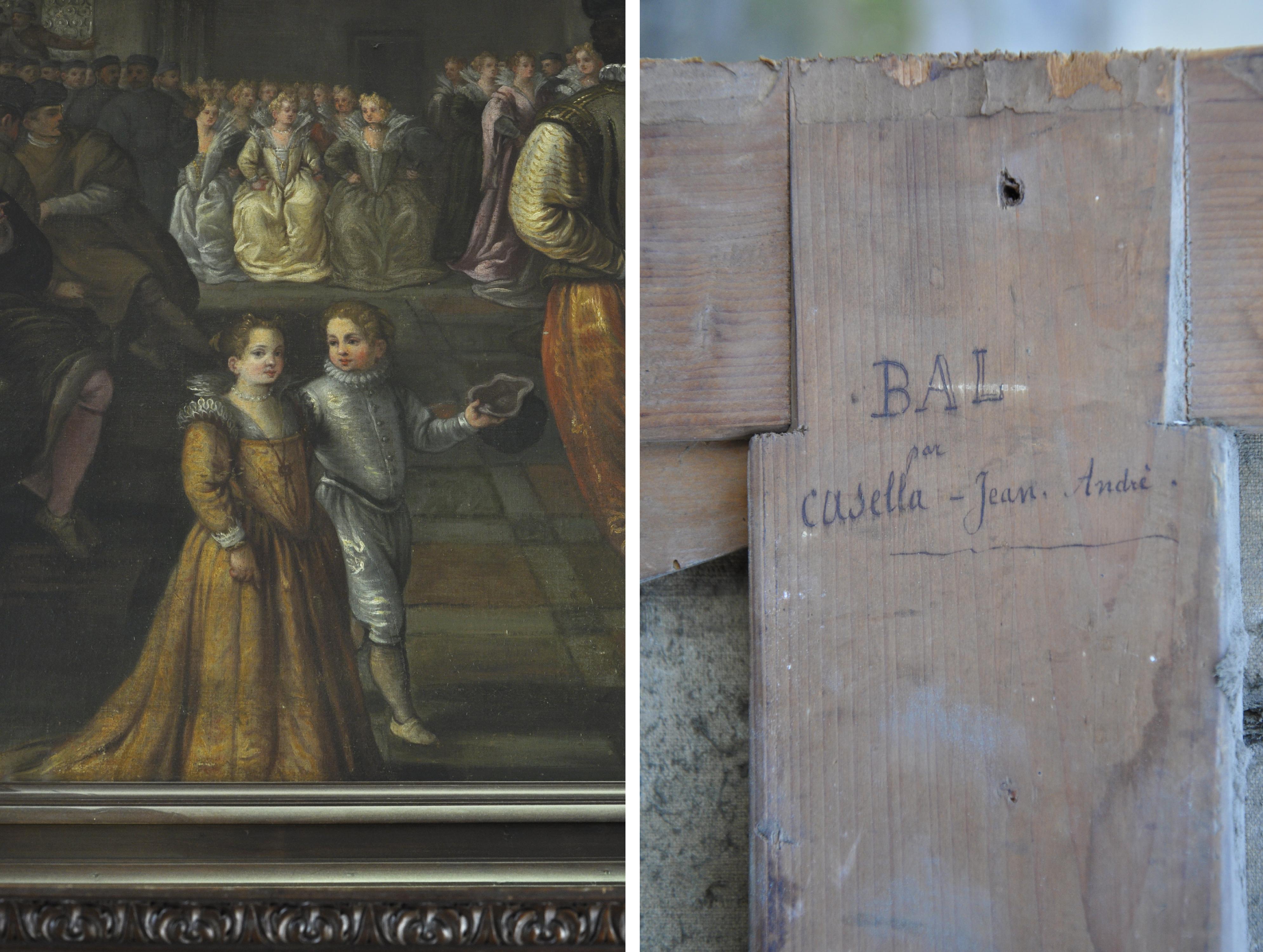 Chimenea antigua de nogal tallado con pintura del siglo XVII Tallado a mano en venta