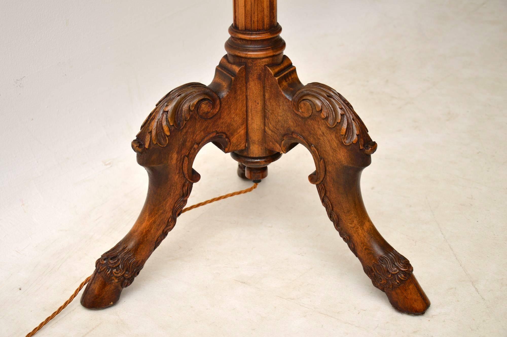 Victorian Antique Carved Walnut Floor Lamp