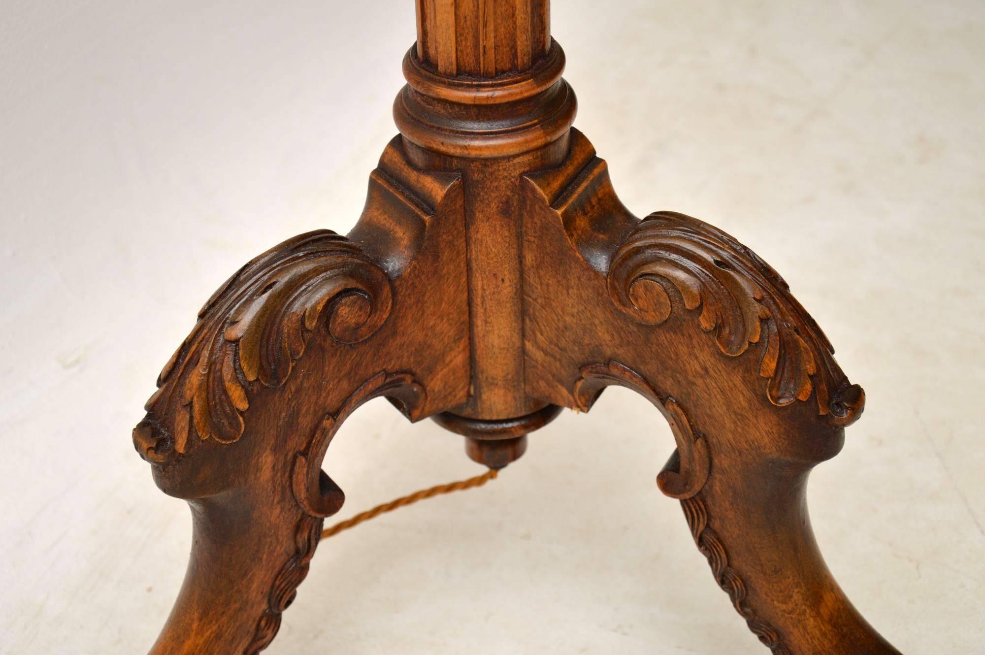 Late 19th Century Antique Carved Walnut Floor Lamp