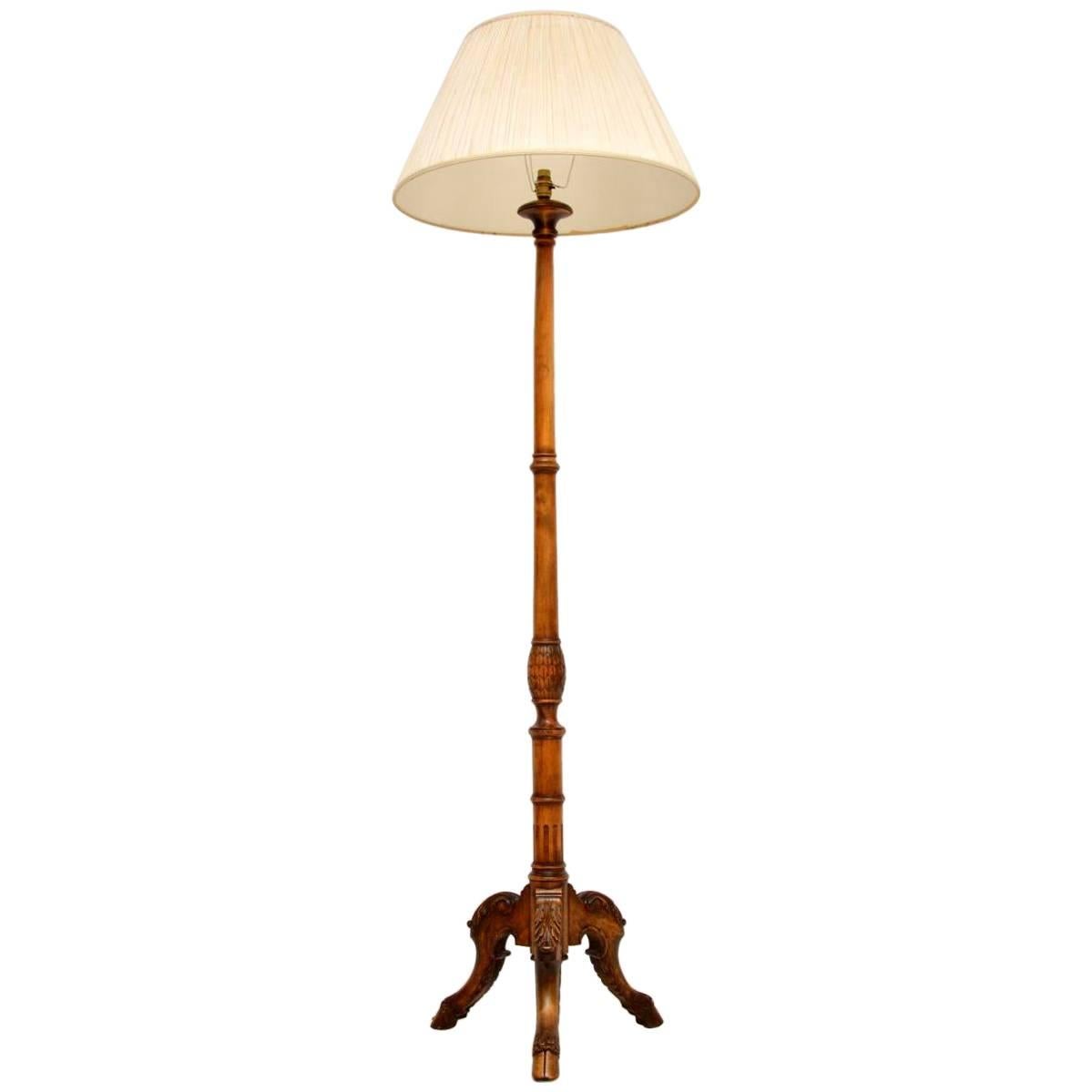 Antique Carved Walnut Floor Lamp
