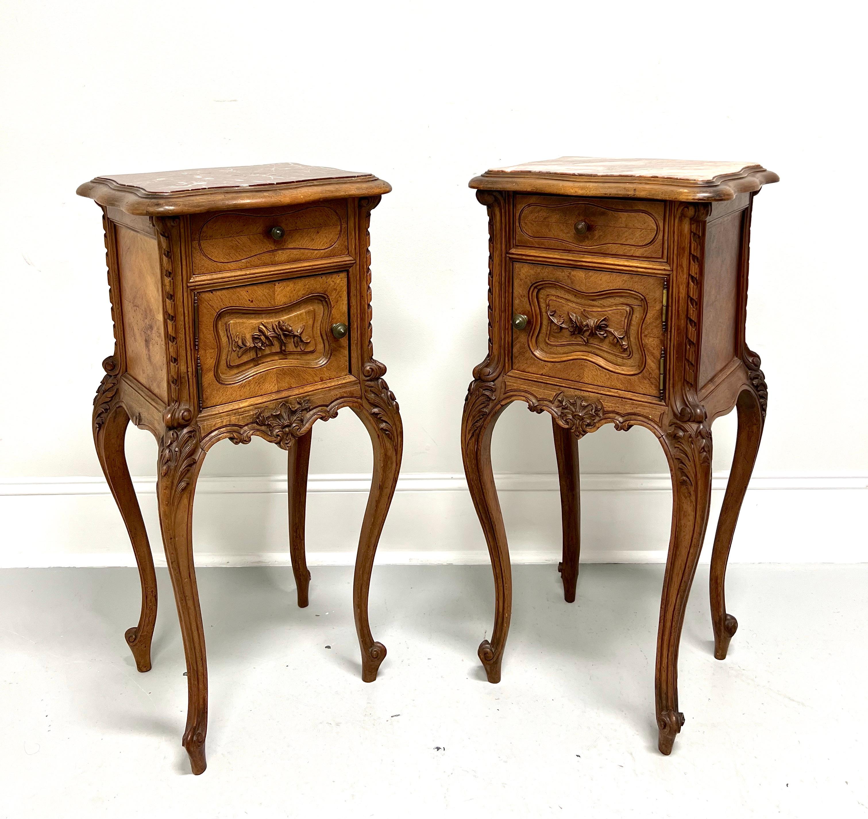 Antique Carved Chestnut French Country Louis XV Commodes / Nightstands - Pair 10
