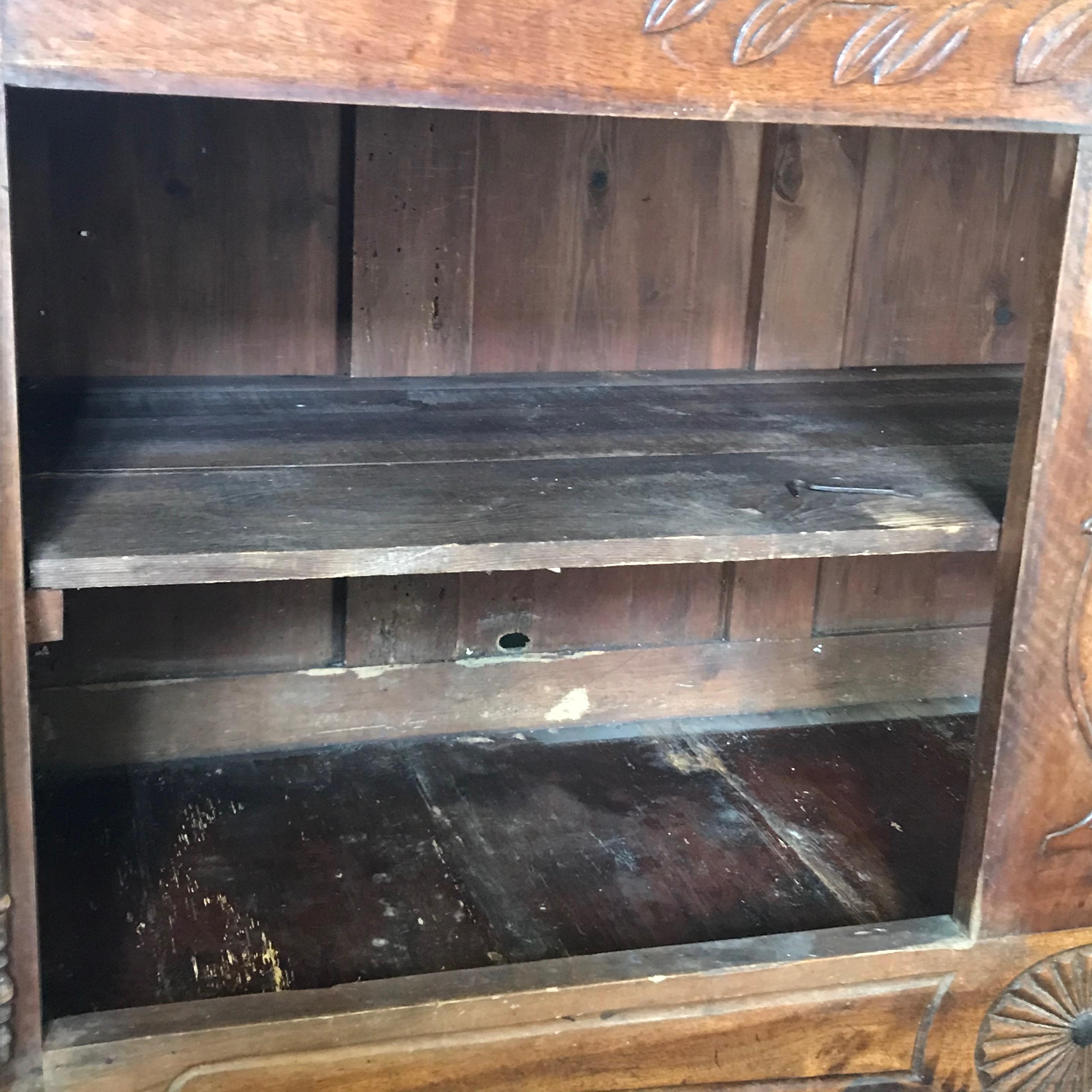 Antique Carved Walnut French Provincial Sideboard Cabinet 4