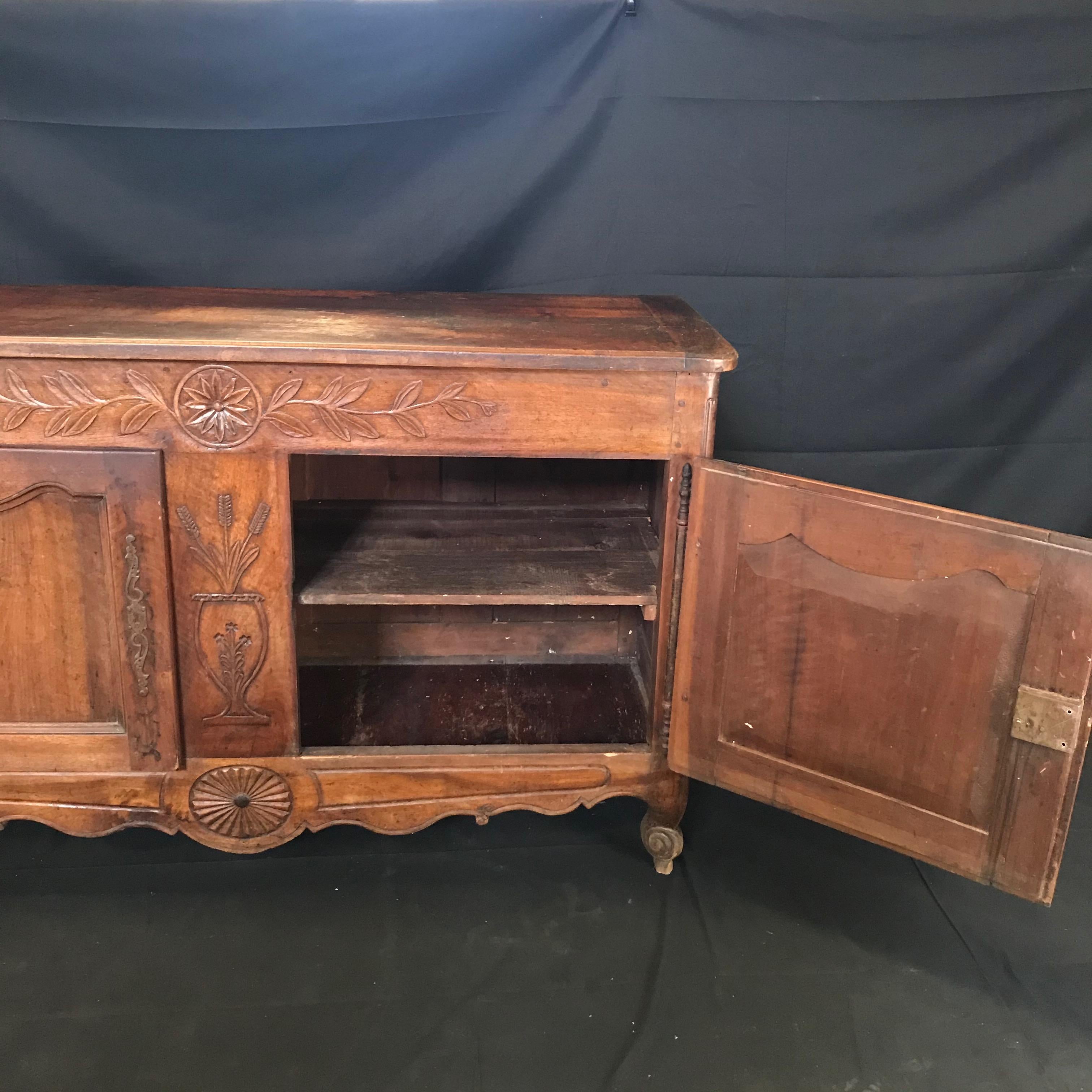 Antique Carved Walnut French Provincial Sideboard Cabinet 11