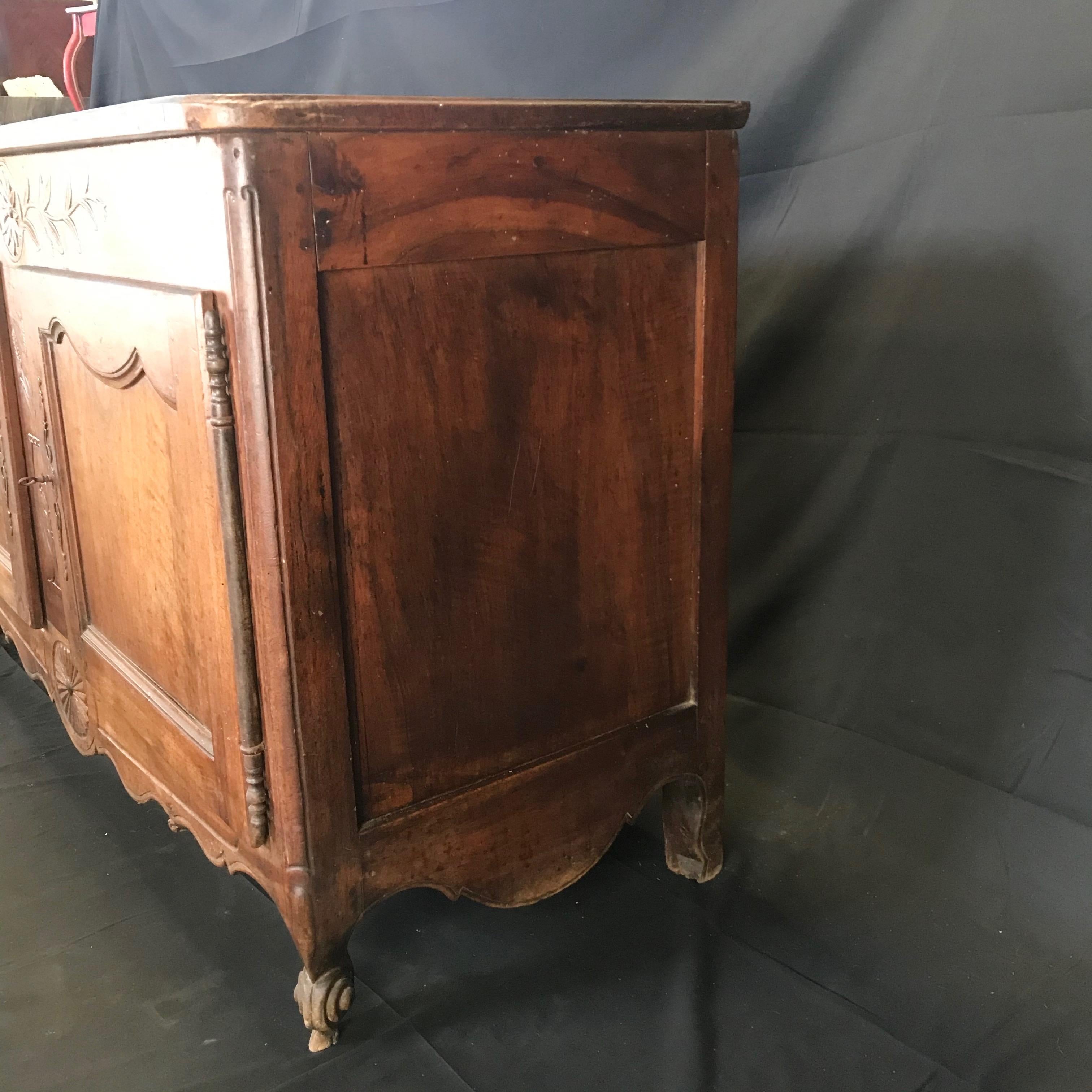 Antique Carved Walnut French Provincial Sideboard Cabinet 2