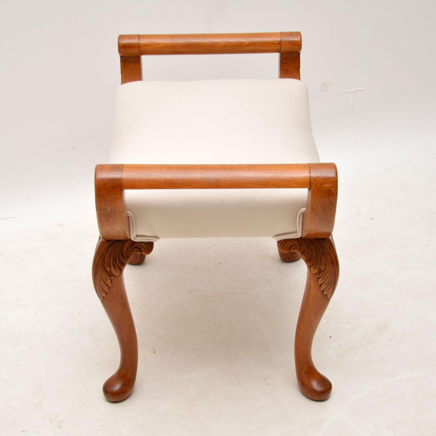 British Antique Carved Walnut Gondola Stool