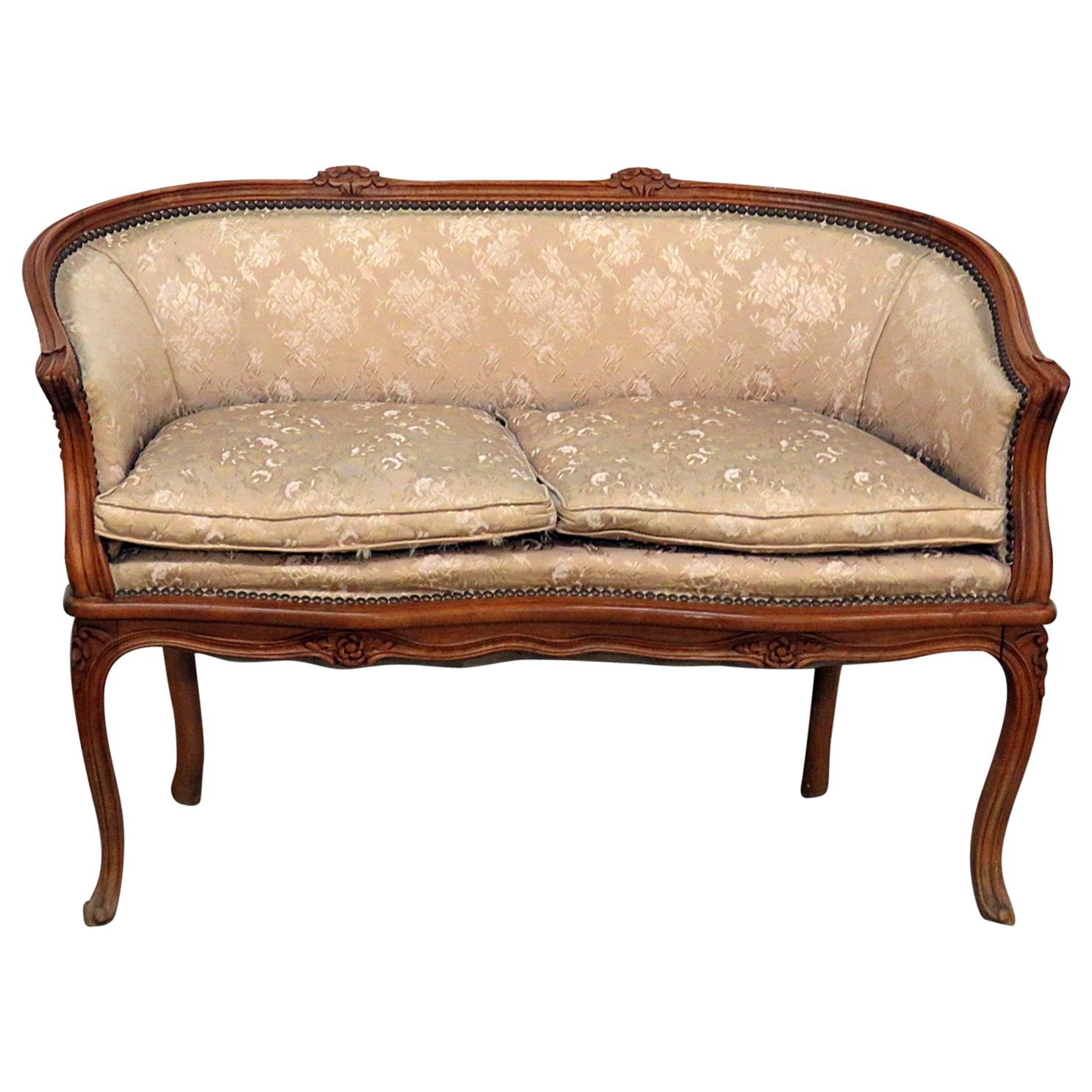 Antique Carved Walnut Louis XV Style Settee Sofa Canape