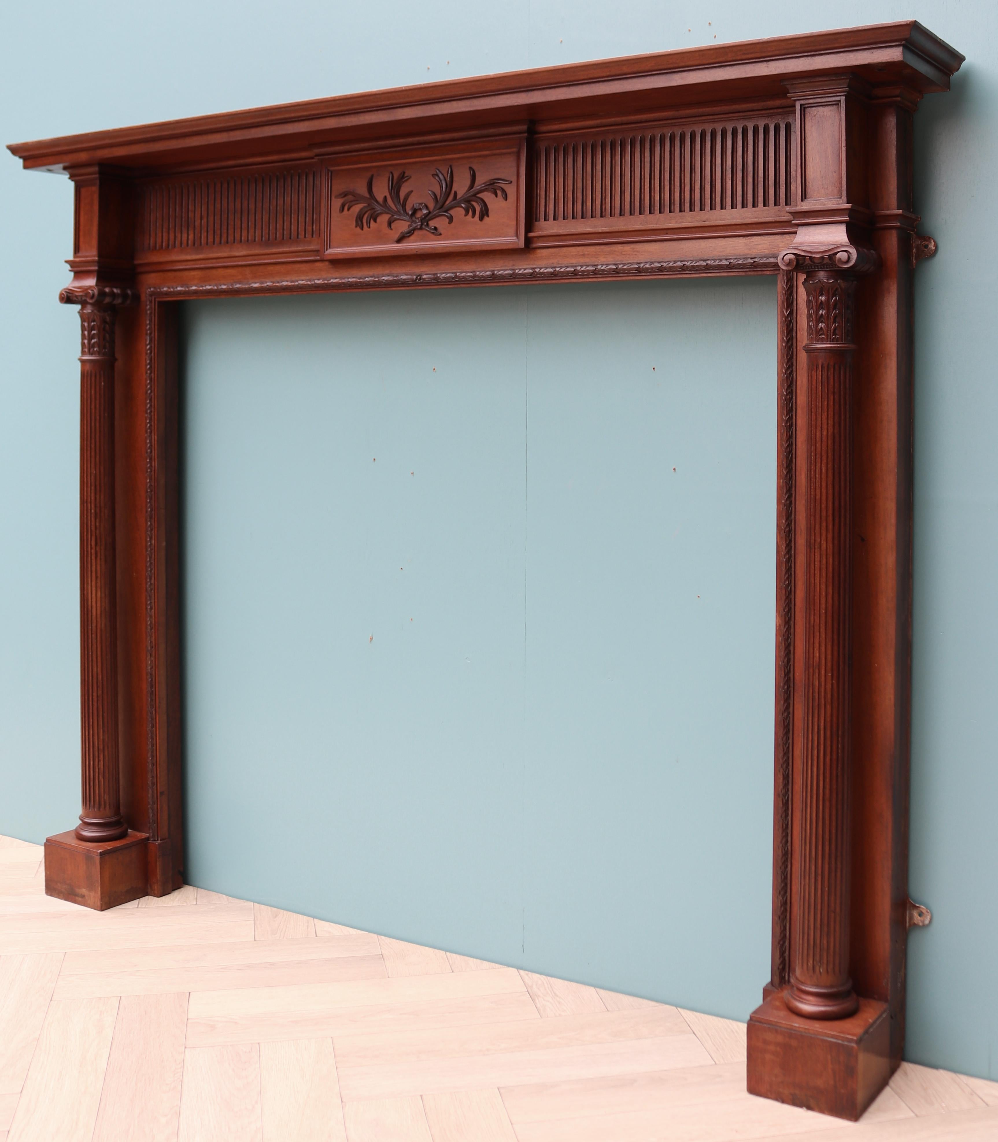 Antique Carved Walnut Mantel In Fair Condition For Sale In Wormelow, Herefordshire
