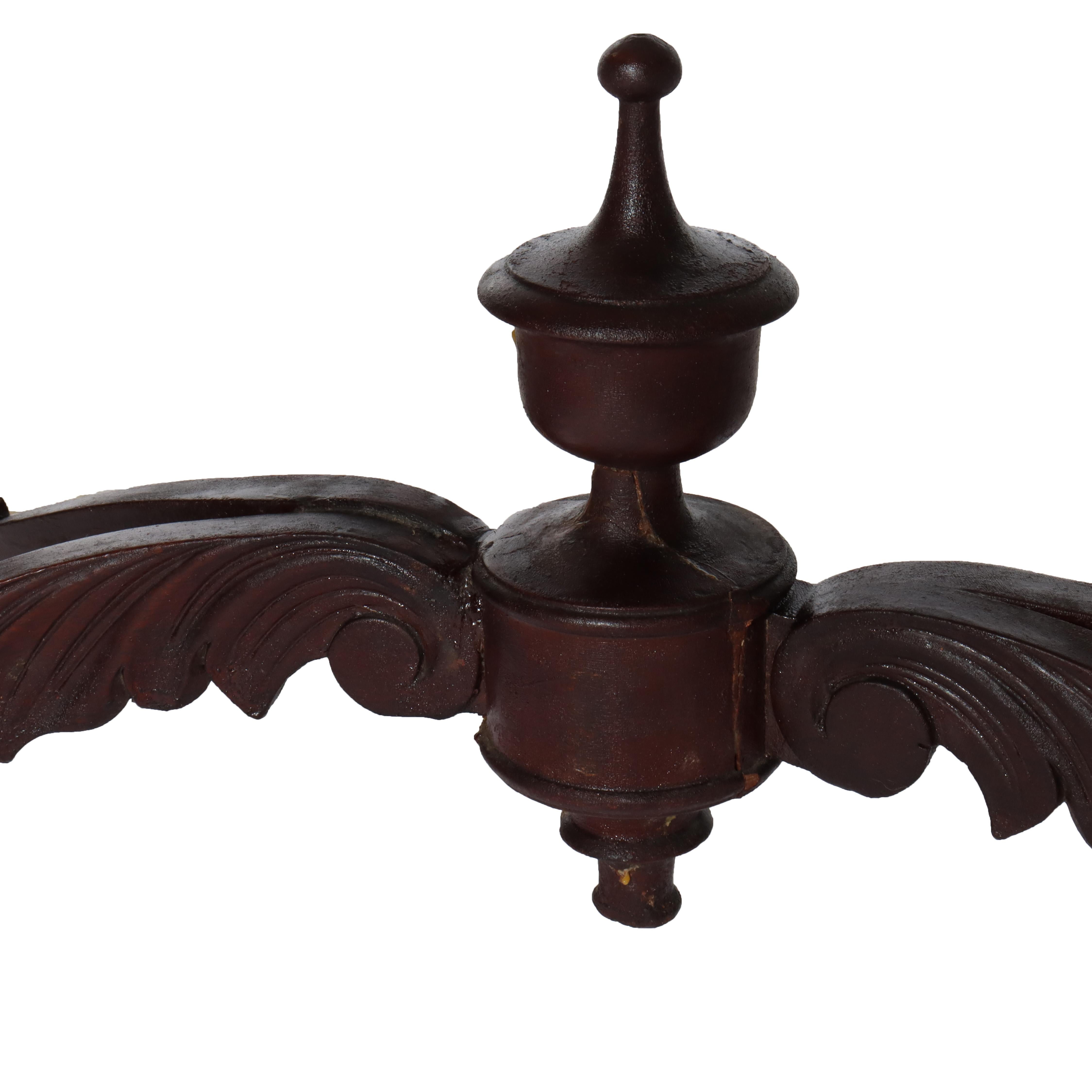 Antique Carved Walnut Marble Turtle Top Table C1890 In Good Condition For Sale In Big Flats, NY