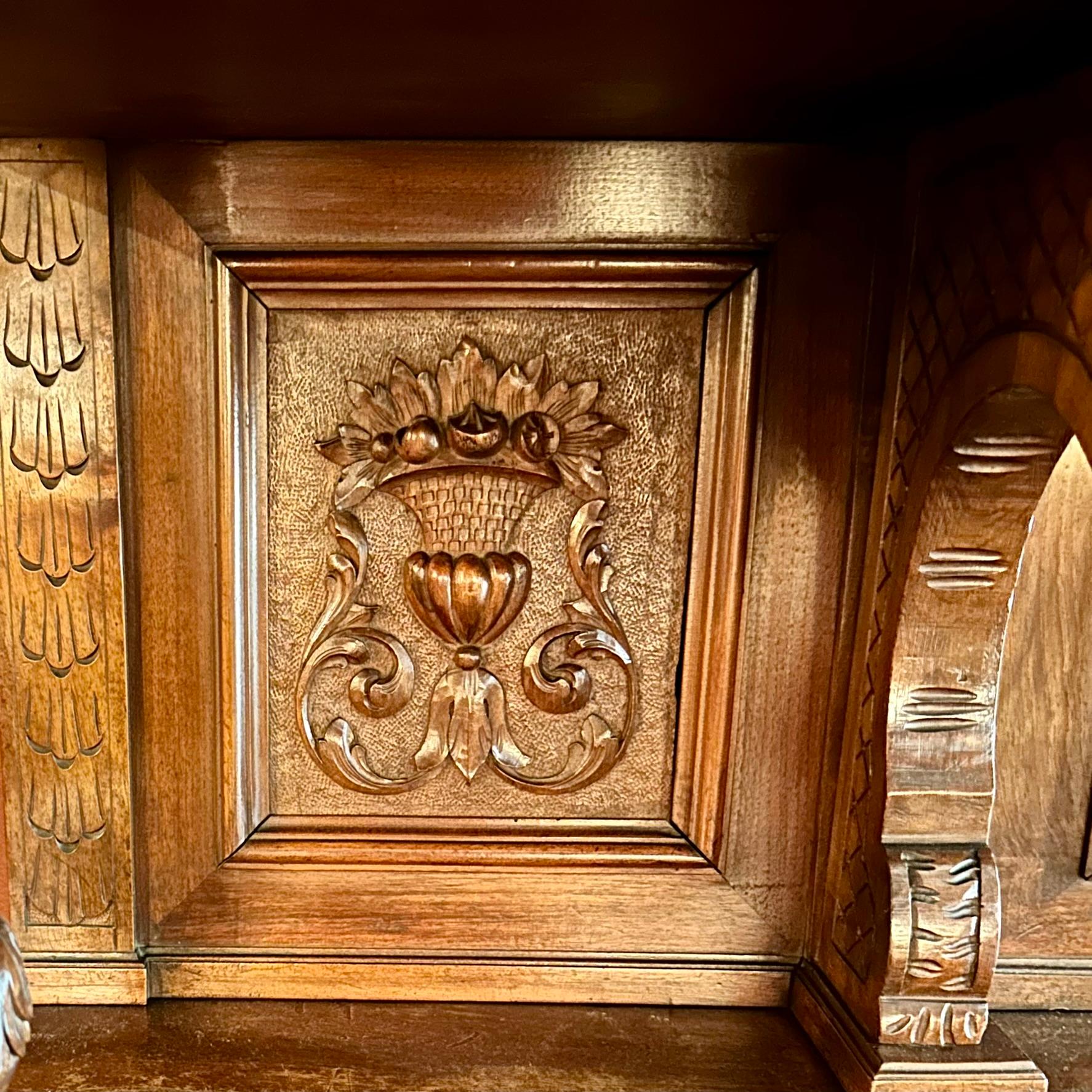 Antique Carved Walnut Renaissance Style Cabinet Sideboard, Circa 1870-1880. For Sale 1