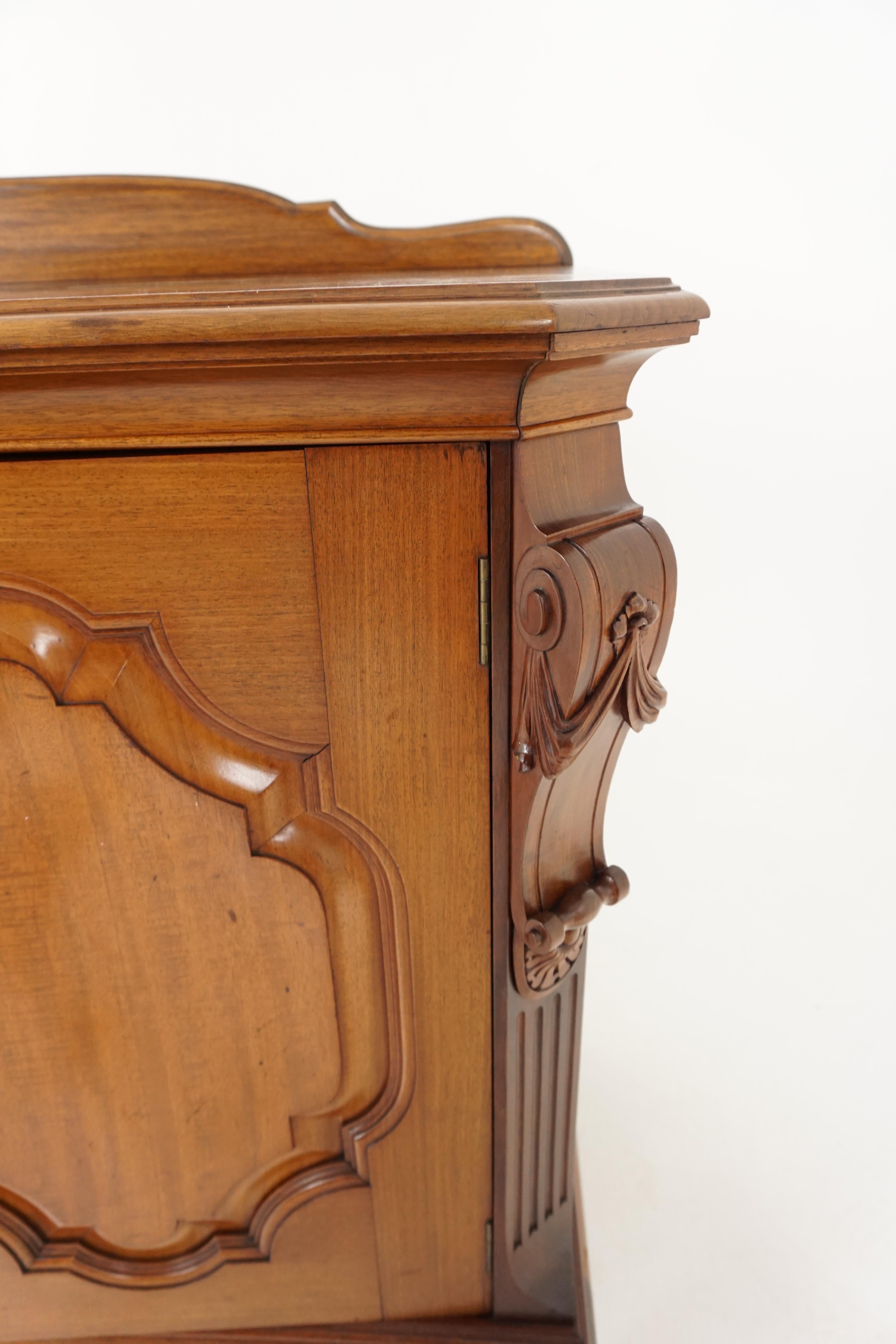 Early 20th Century Antique Carved Walnut Sideboard, Buffet, or Chiffonier, Scotland 1920, H073 For Sale