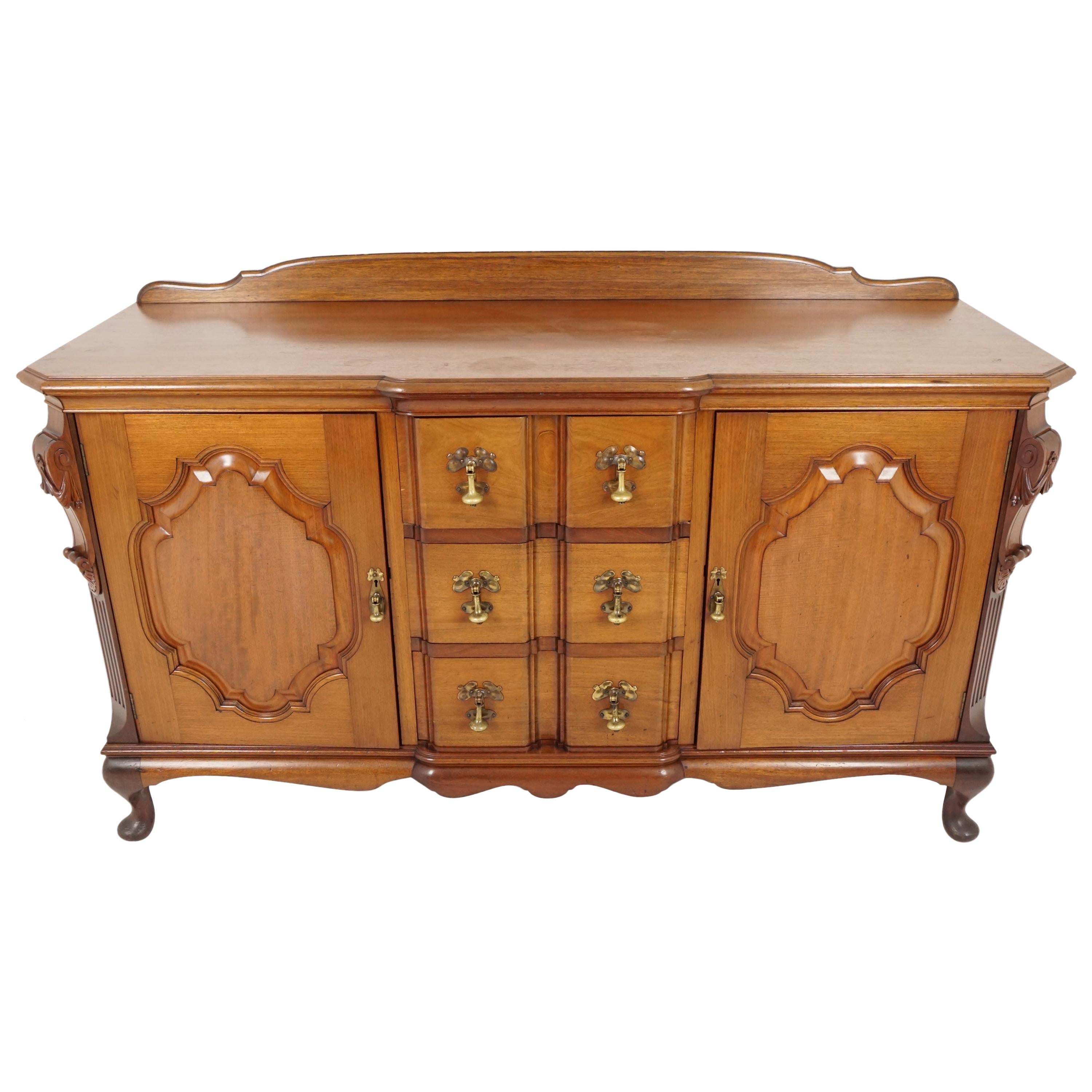 Antique Carved Walnut Sideboard, Buffet, or Chiffonier, Scotland 1920, H073 For Sale