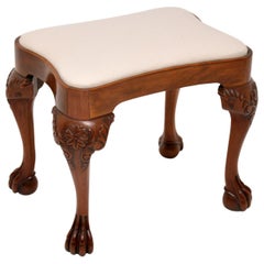 Antique Carved Walnut Stool