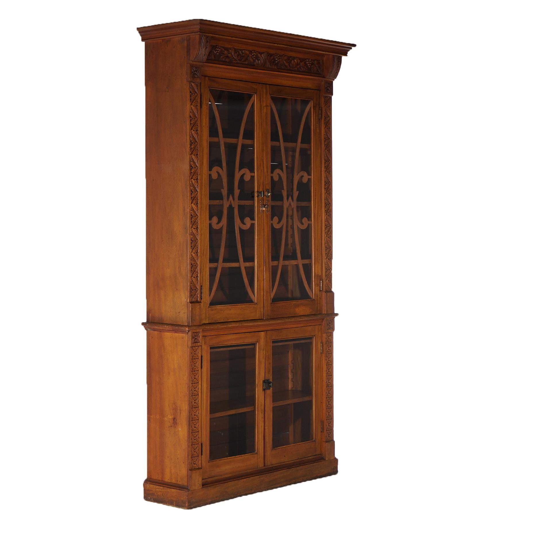 Antique Carved Walnut Tall Enclosed Store Cabinet with Grape & Leaf Design C1880 For Sale 6