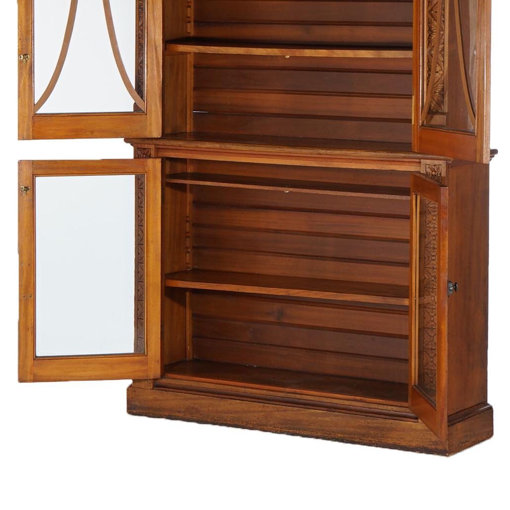 Antique Carved Walnut Tall Enclosed Store Cabinet with Grape & Leaf Design C1880 For Sale 8