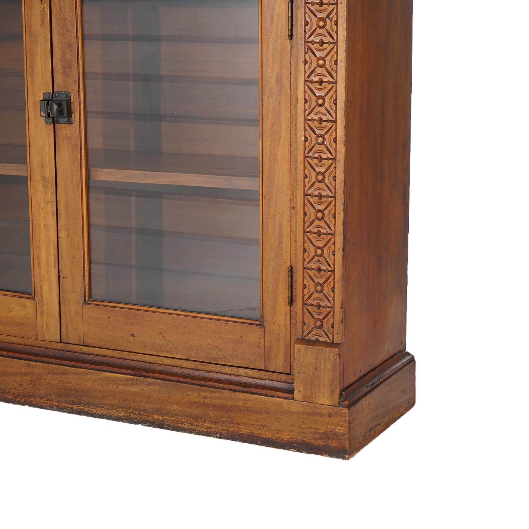 Antique Carved Walnut Tall Enclosed Store Cabinet with Grape & Leaf Design C1880 In Good Condition For Sale In Big Flats, NY