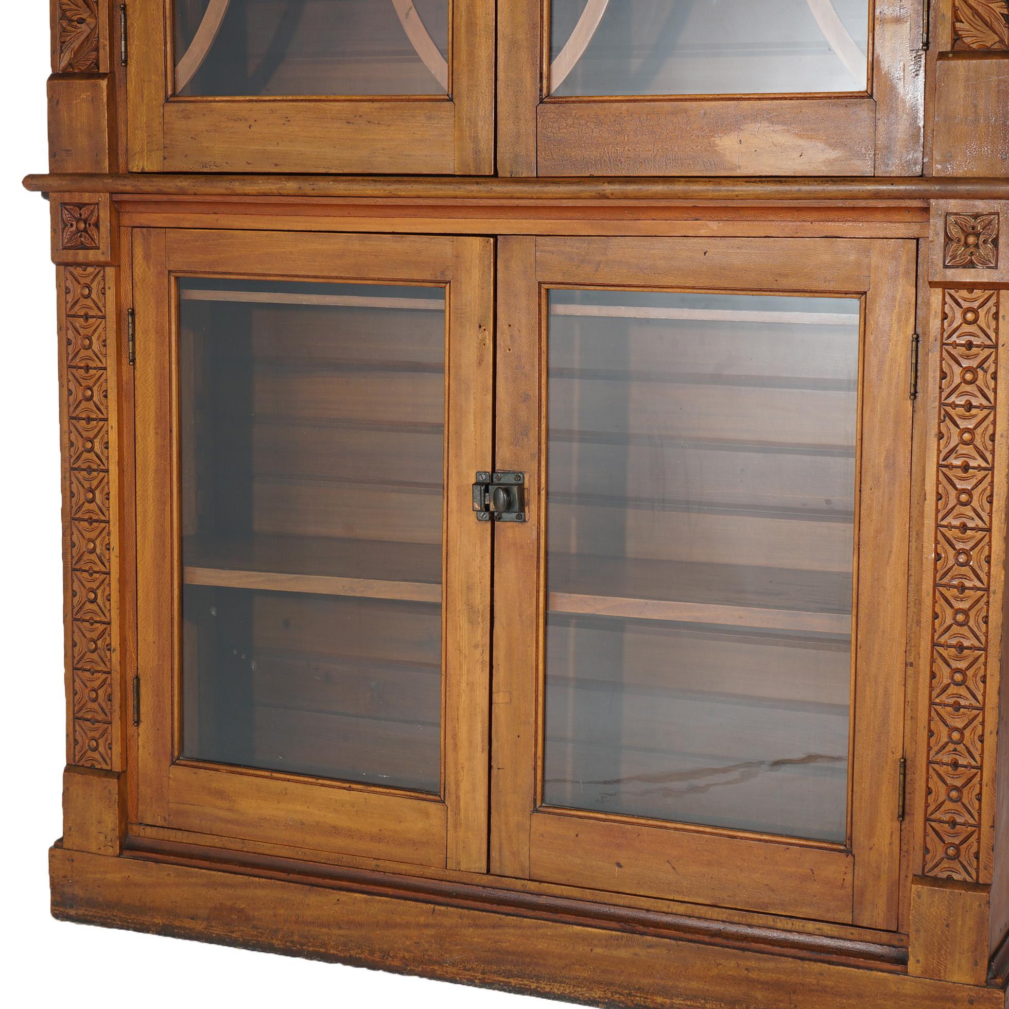 19th Century Antique Carved Walnut Tall Enclosed Store Cabinet with Grape & Leaf Design C1880 For Sale