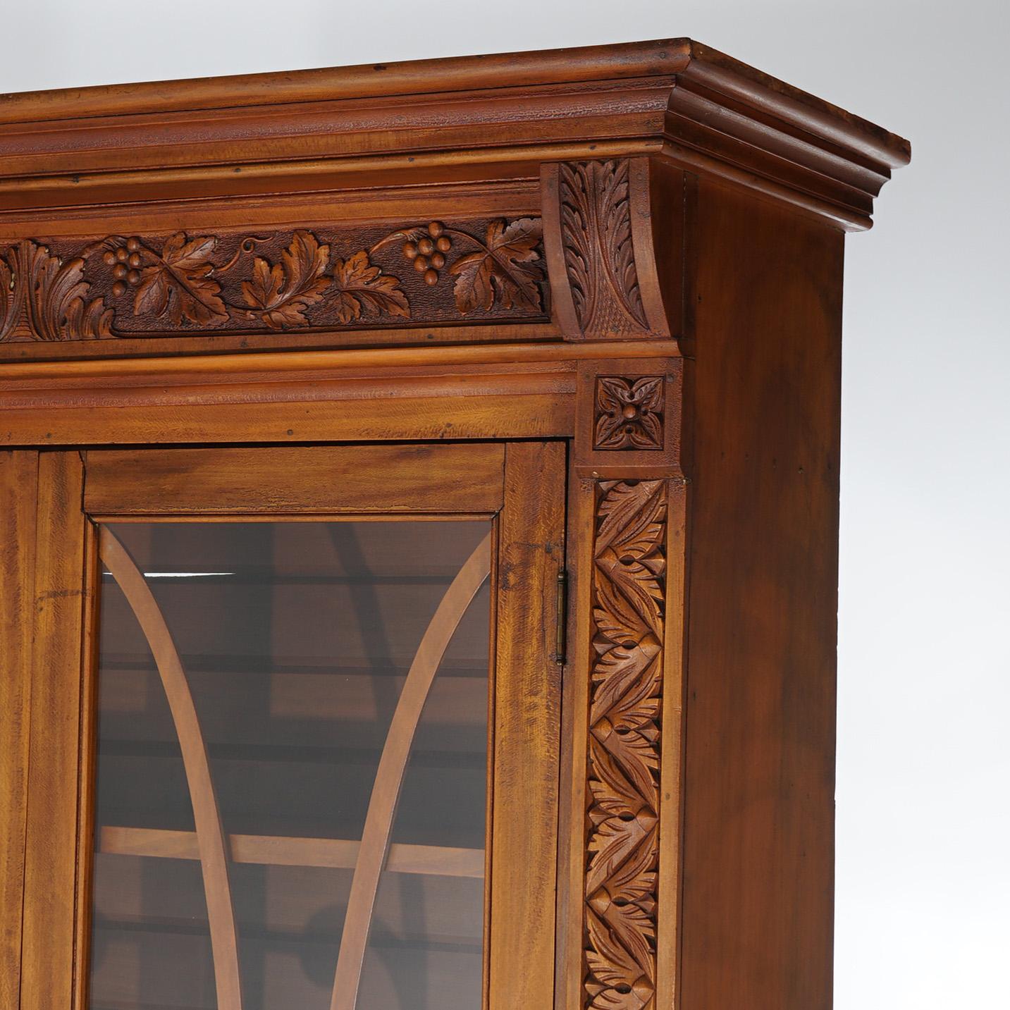 Antique Carved Walnut Tall Enclosed Store Cabinet with Grape & Leaf Design C1880 For Sale 1
