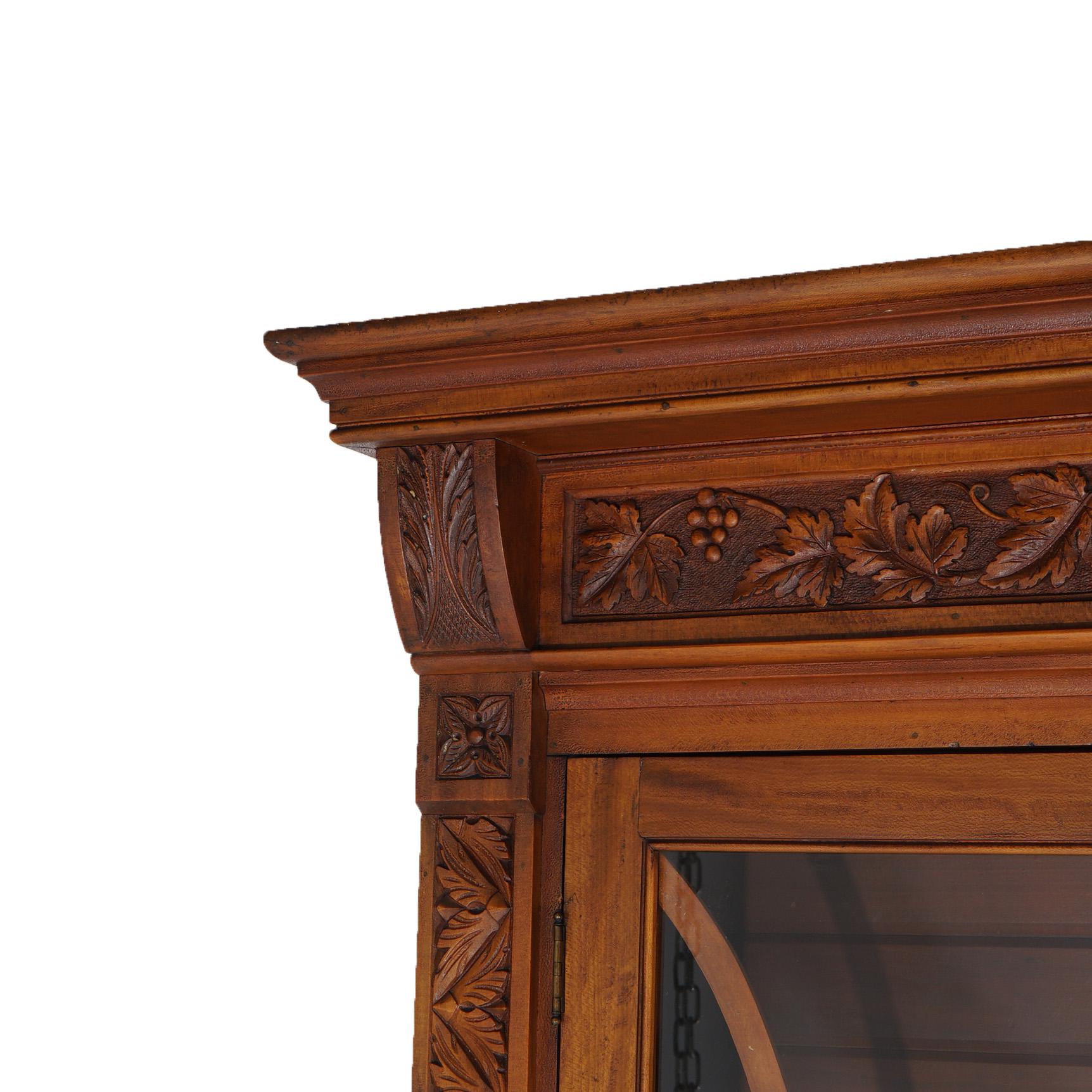 Antique Carved Walnut Tall Enclosed Store Cabinet with Grape & Leaf Design C1880 For Sale 2