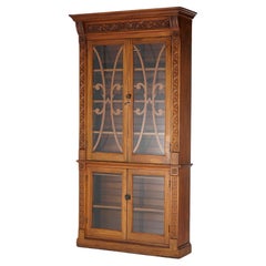 Antique Carved Walnut Tall Enclosed Store Cabinet with Grape & Leaf Design C1880