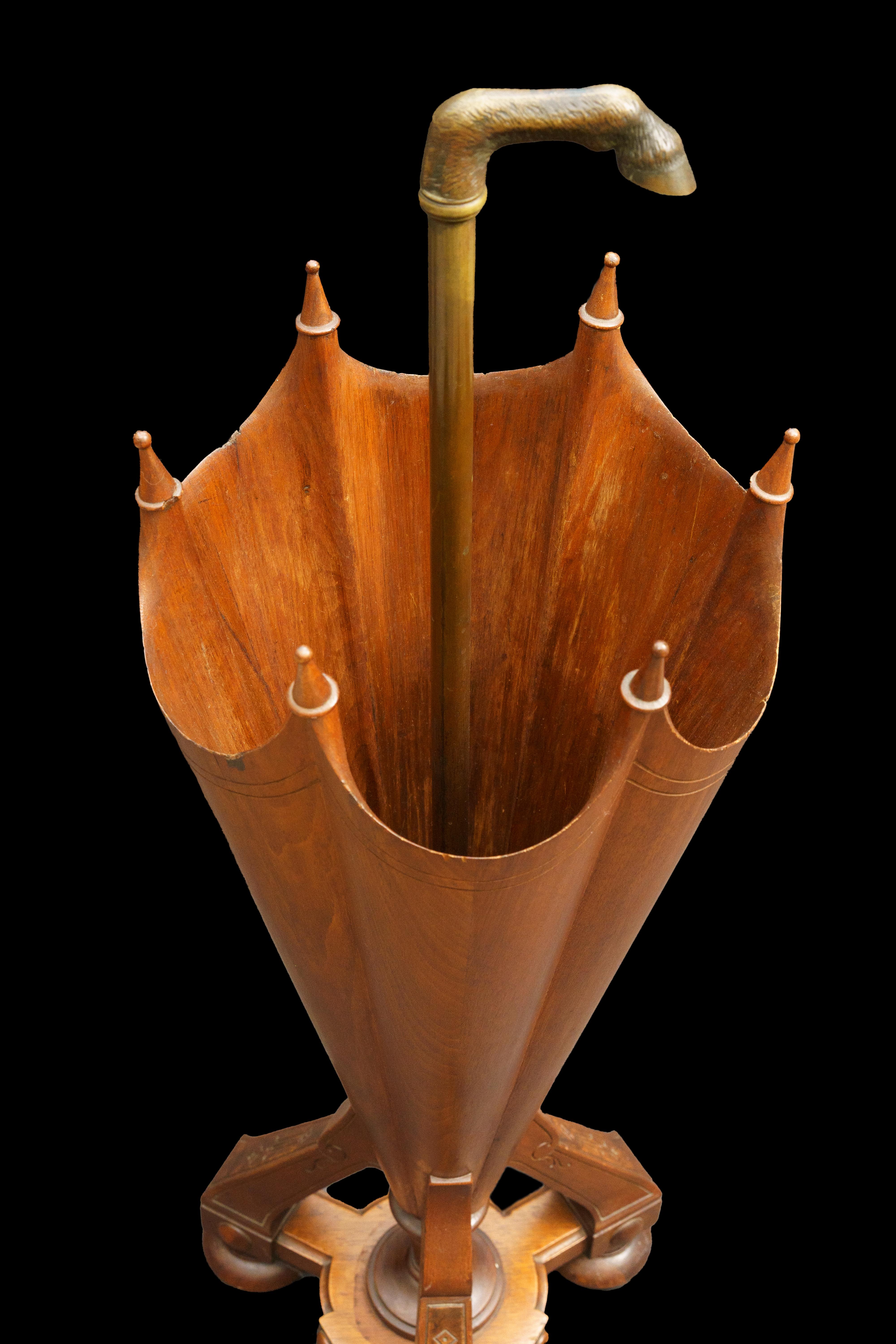 18th Century Antique Carved Walnut Umbrella