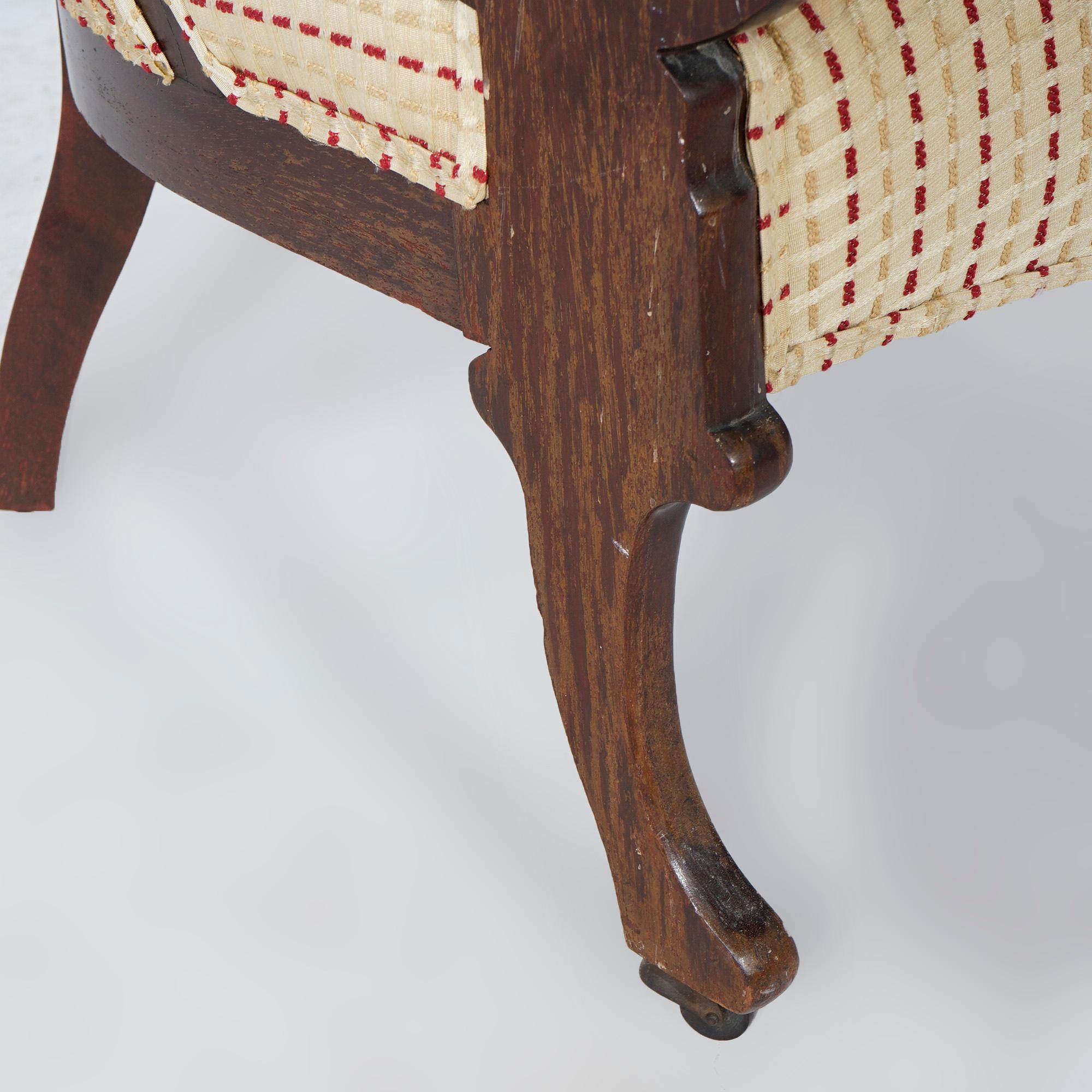 Antique Carved Walnut & Upholstered Lincoln Arm Chair, circa 1880 5