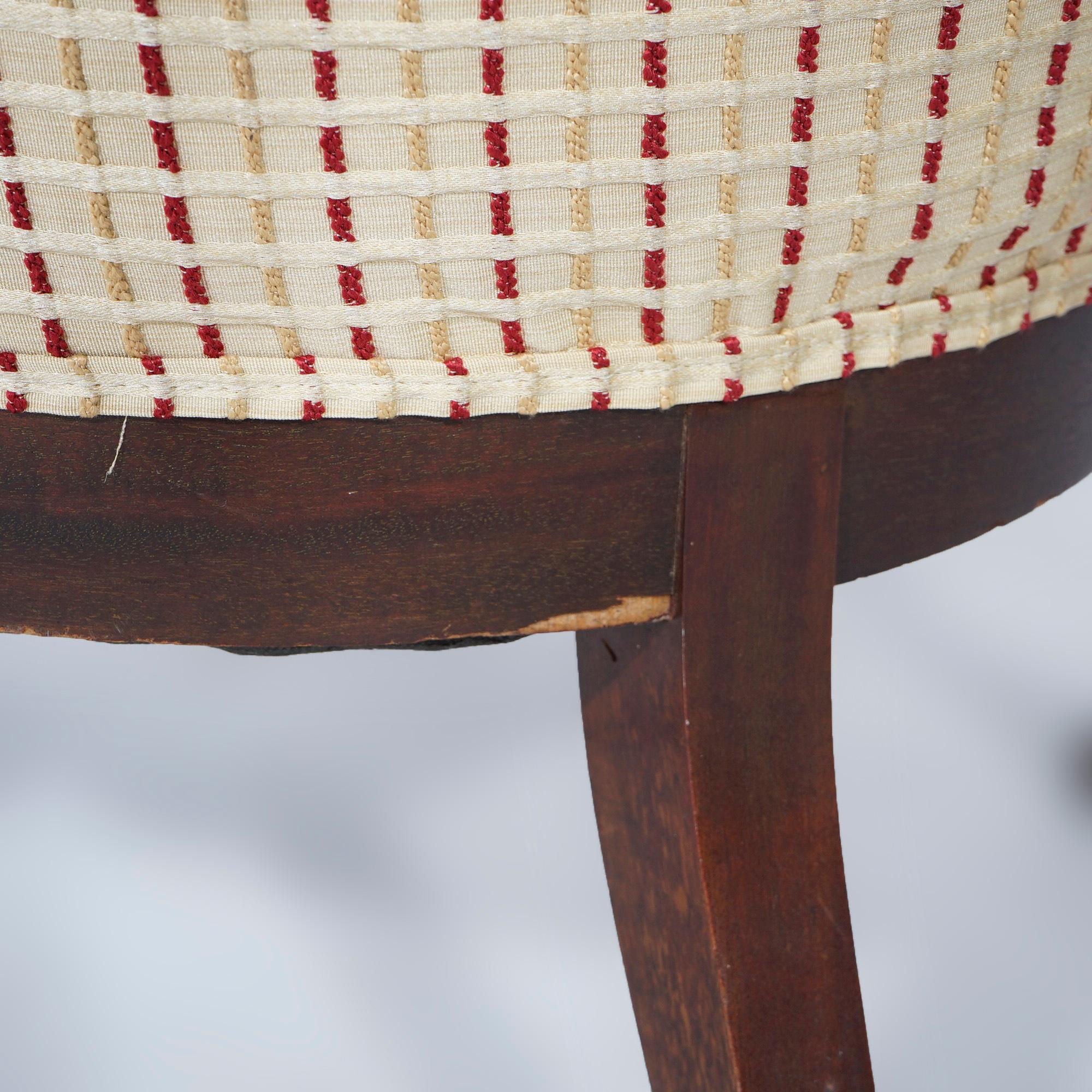 Antique Carved Walnut & Upholstered Lincoln Arm Chair, circa 1880 7