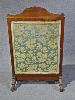 Antique Carved Walnut Victorian English Needlepoint Firescreen