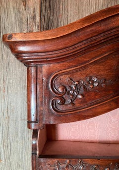 Antique Carved Walnut Wall-Mounted Spice Rack