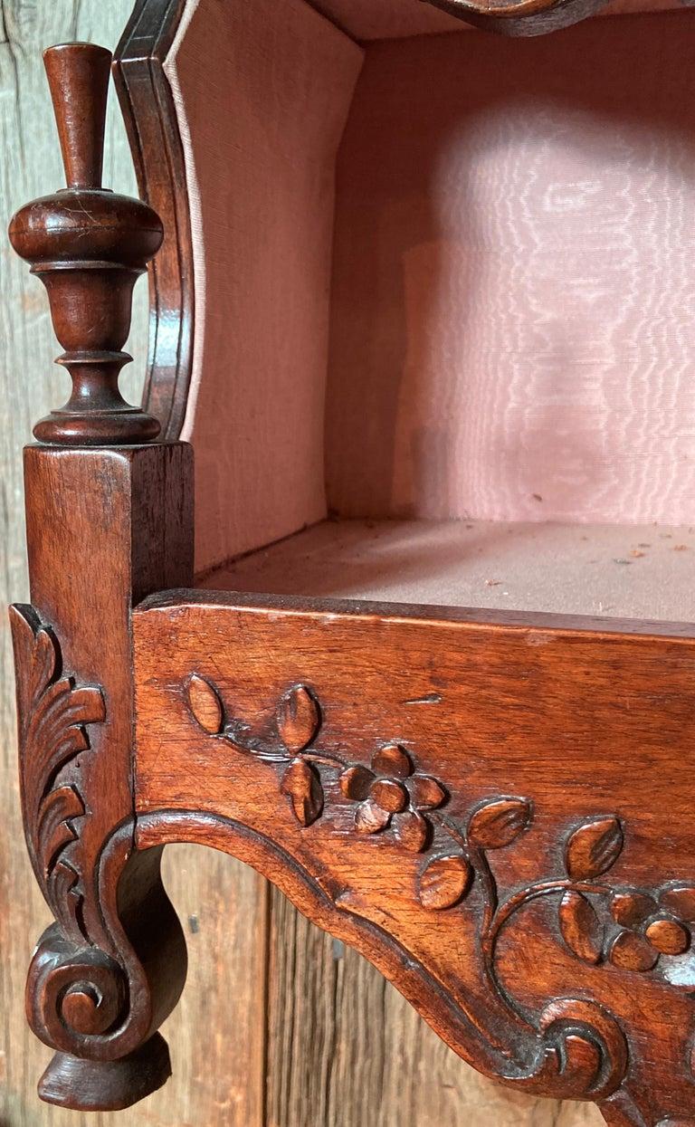 19th Century Antique Carved Walnut Wall-Mounted Spice Rack For Sale